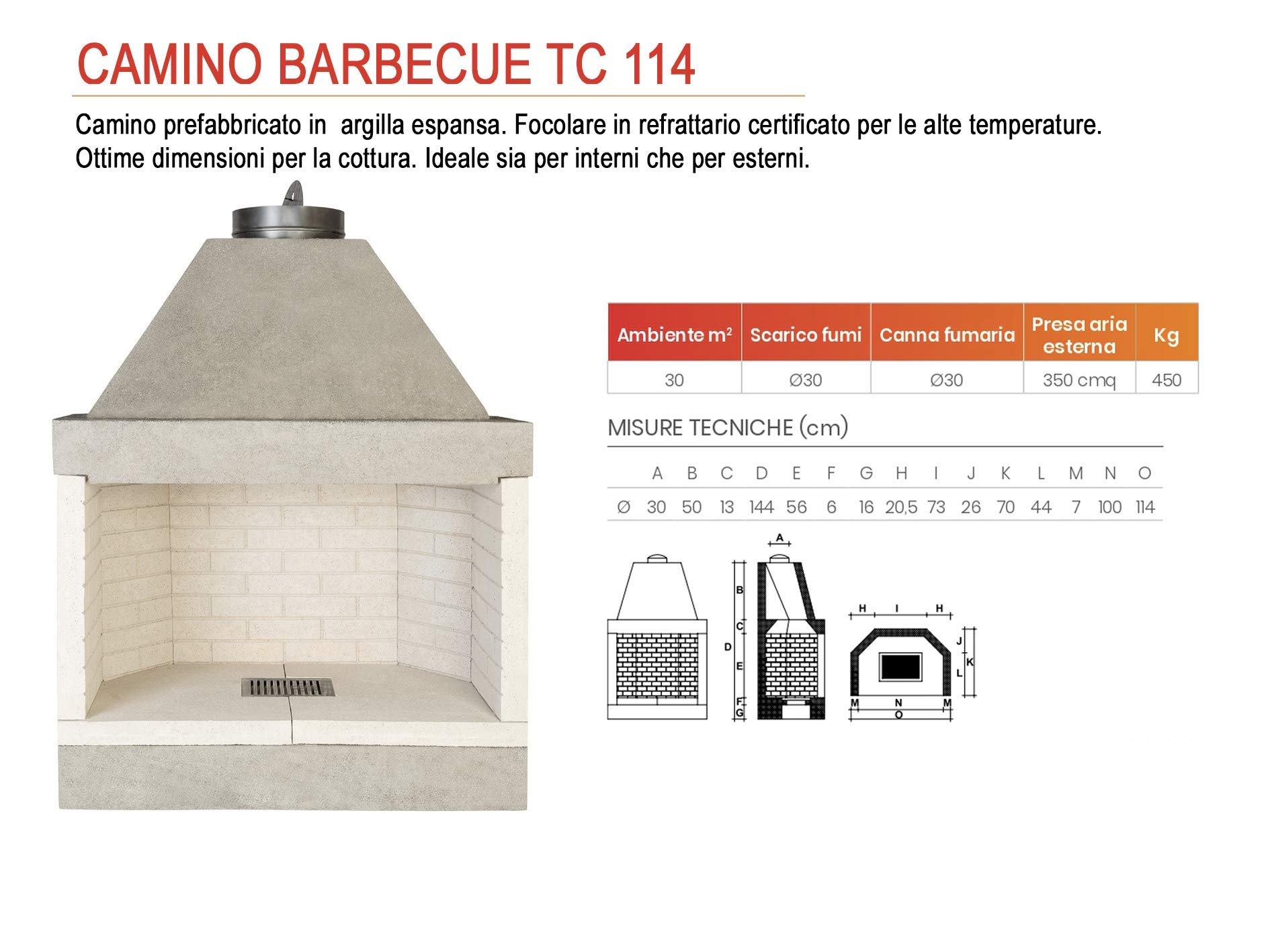 Camino Barbecue per cottura e riscaldamento