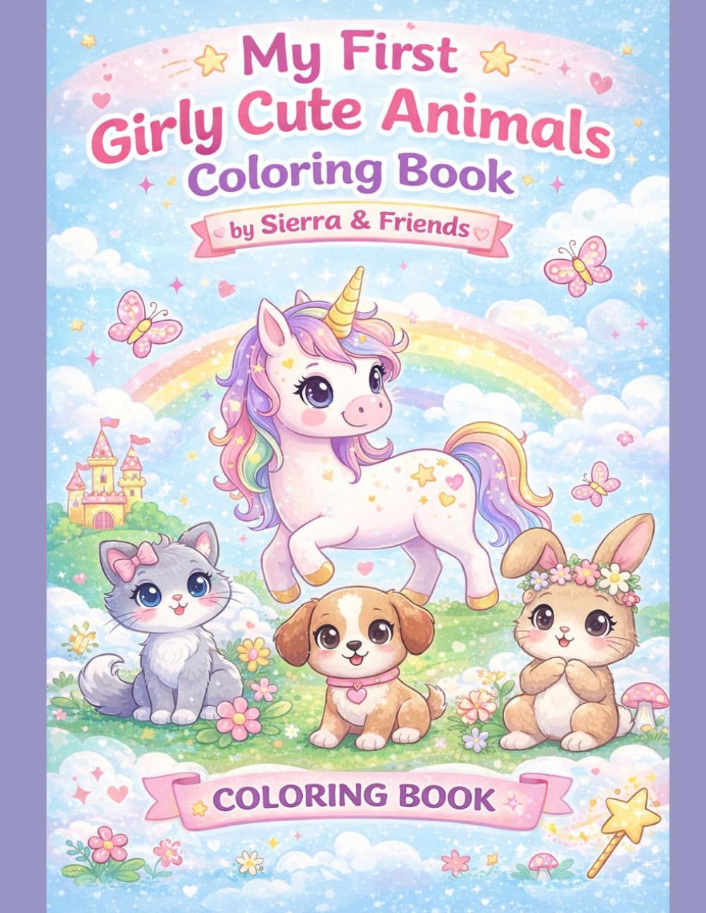 My First Girly Cute Animal Coloring Book: Fun & Easy Coloring Pages for Kids Ages 3-5 (Sierra & Friends Coloring Books)