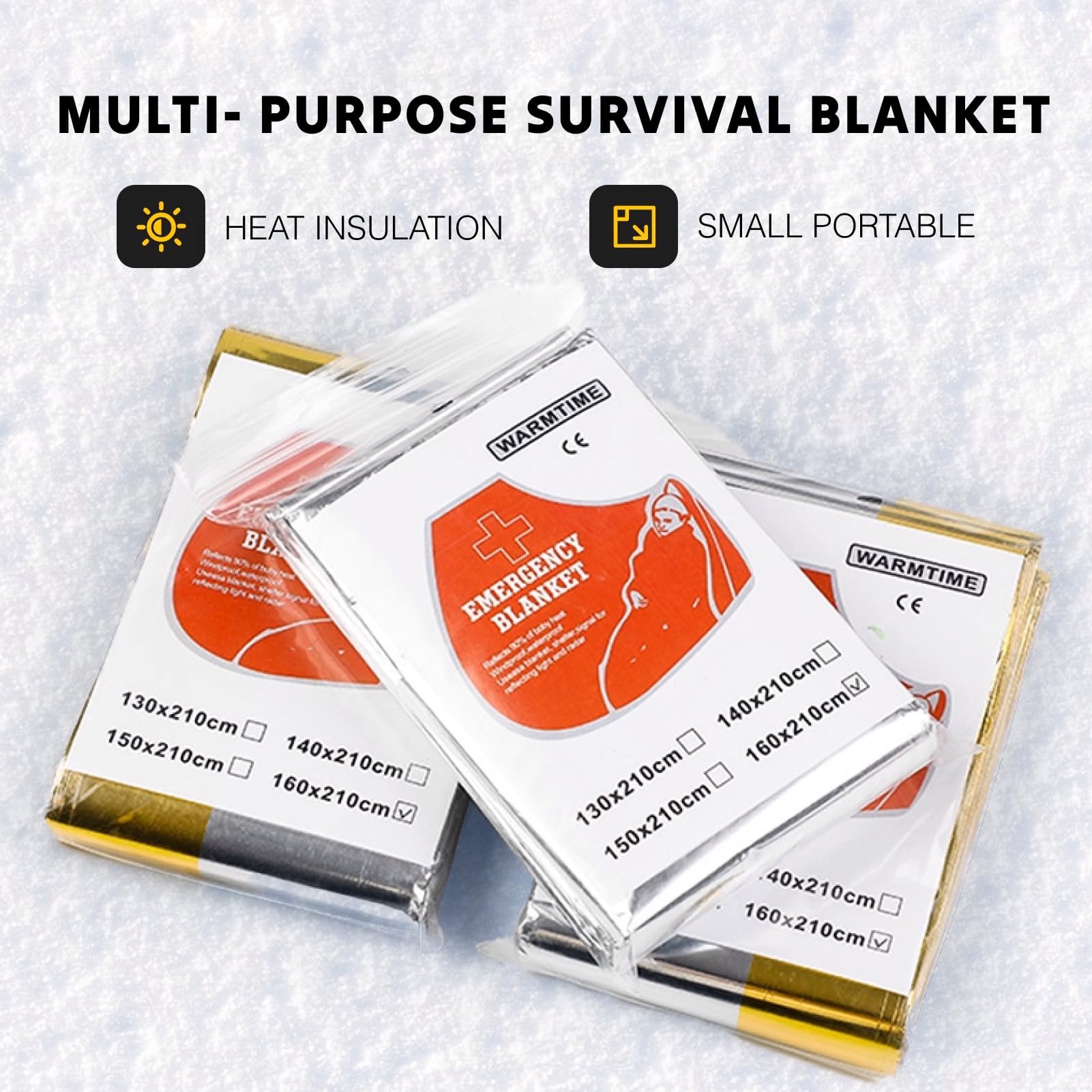 Mantas Térmicas de Supervivencia Premium - Pack de 5, Reversibles Oro/Plata, Protección Avanzada contra el Frío y el Calor, Ideales para Senderismo, Emergencias y Primeros Auxilios - 210x160 cm