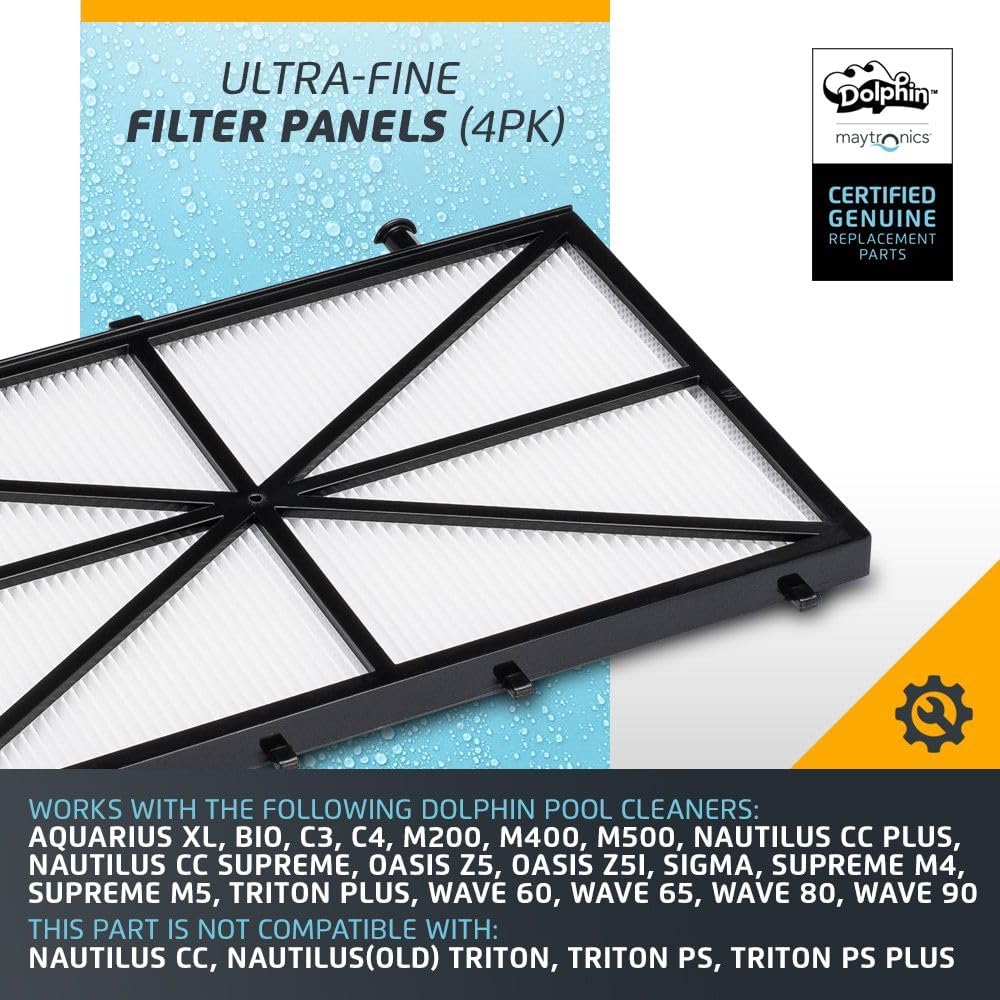 Dolphin Genuine Replacement Part — Ultra-Fine Filter Panels (4PK) — Part Number 9991432-R4