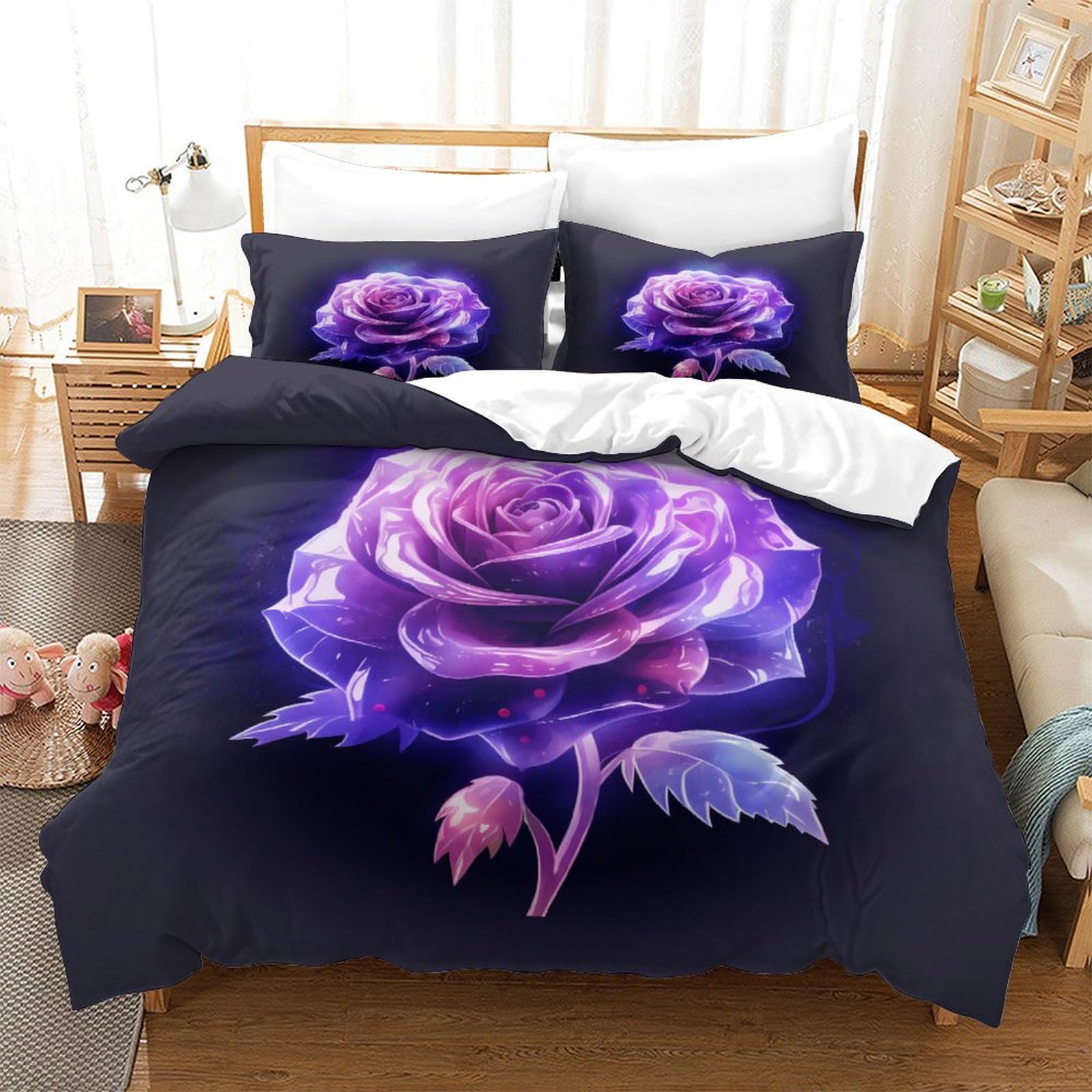 Parure de lit microfibre super king 3 pièces au tissage premium haute densité