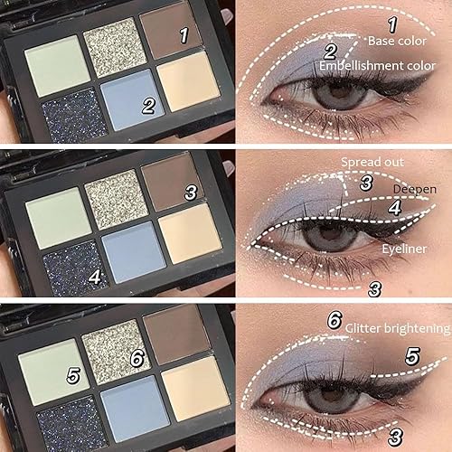 Miniatura 5 de Kaely Black Silver Brwon Smokey - Paleta de sombra de ojos ahumada, 6 colores fríos tonos mate brillante paleta de sombra de ojos, sombra de ojos