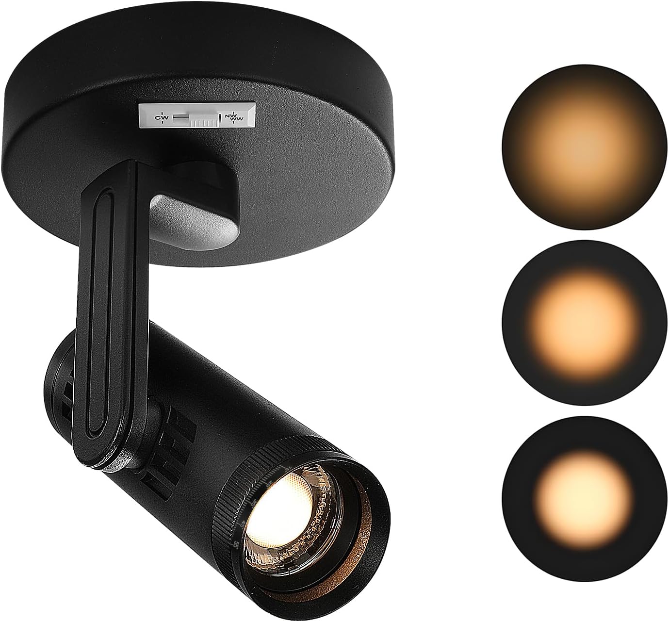 Zoomable Ceiling Spot Light Indoor 9W Art Display Accent Lighting 3000-6000K Selectable Modern LED Spotlights,15-55° Beam Angle, Directional, Black for Kitchen, Corridor, Livingroom (Black)
