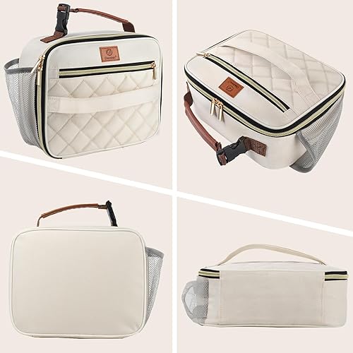 Miniatura 5 de Genteen Paquete de 2 loncheras para hombres, mujeres, adultos y niños, lonchera aislada reutilizable, cierre de cremallera y asa con hebilla,