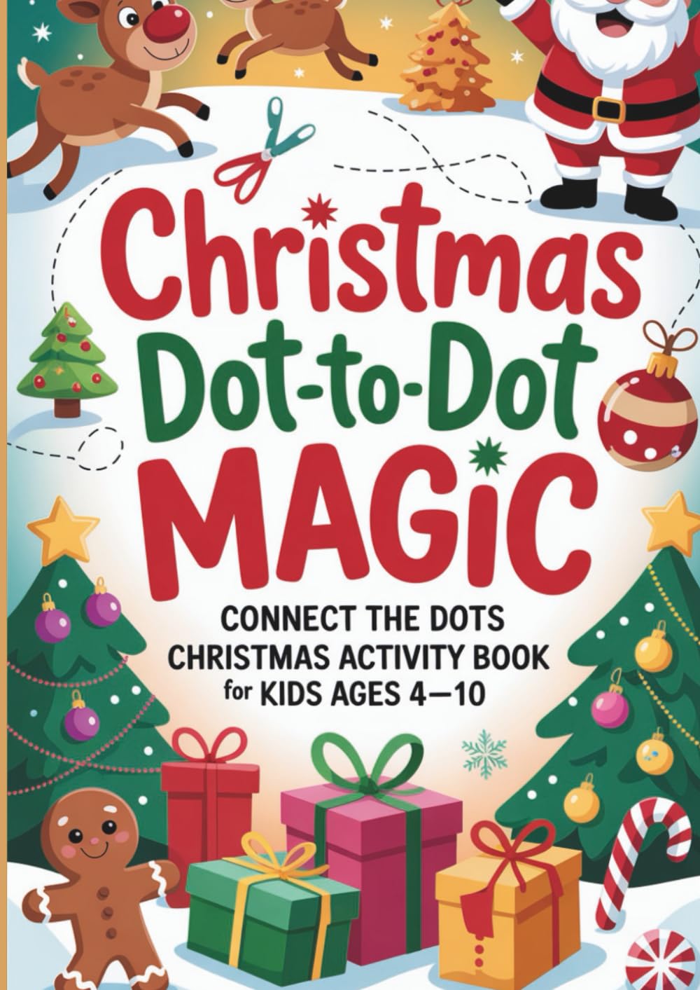 Christmas Dot-to-Dot Magic: Connect the Dots Christmas Activity Book for Kids Ages 4–10: Fun Holiday Connect-the-Dots Pages Featuring Santa, Reindeer, Snowmen, Christmas Trees, Ornaments, and More