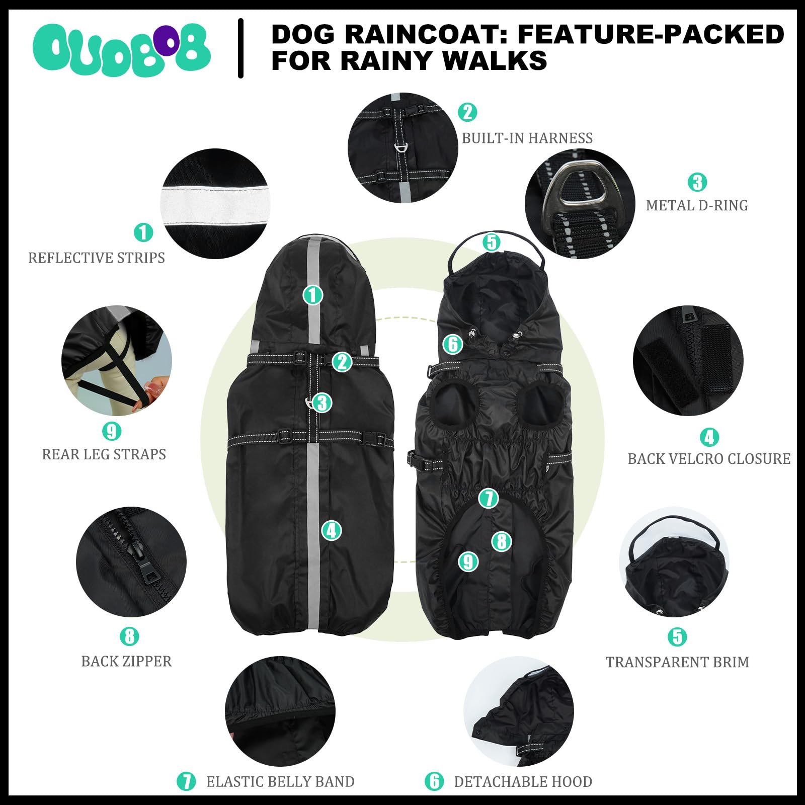 Dog Raincaot, chaqueta impermeable para perro con arnés ajustable