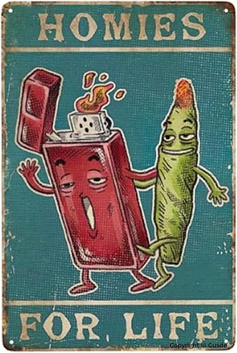 Letrero de metal para encendedor y marihuana con texto en inglés «Homies For Life», cannabis, vintage, marihuana, bar, café, hogar, dormitorio,