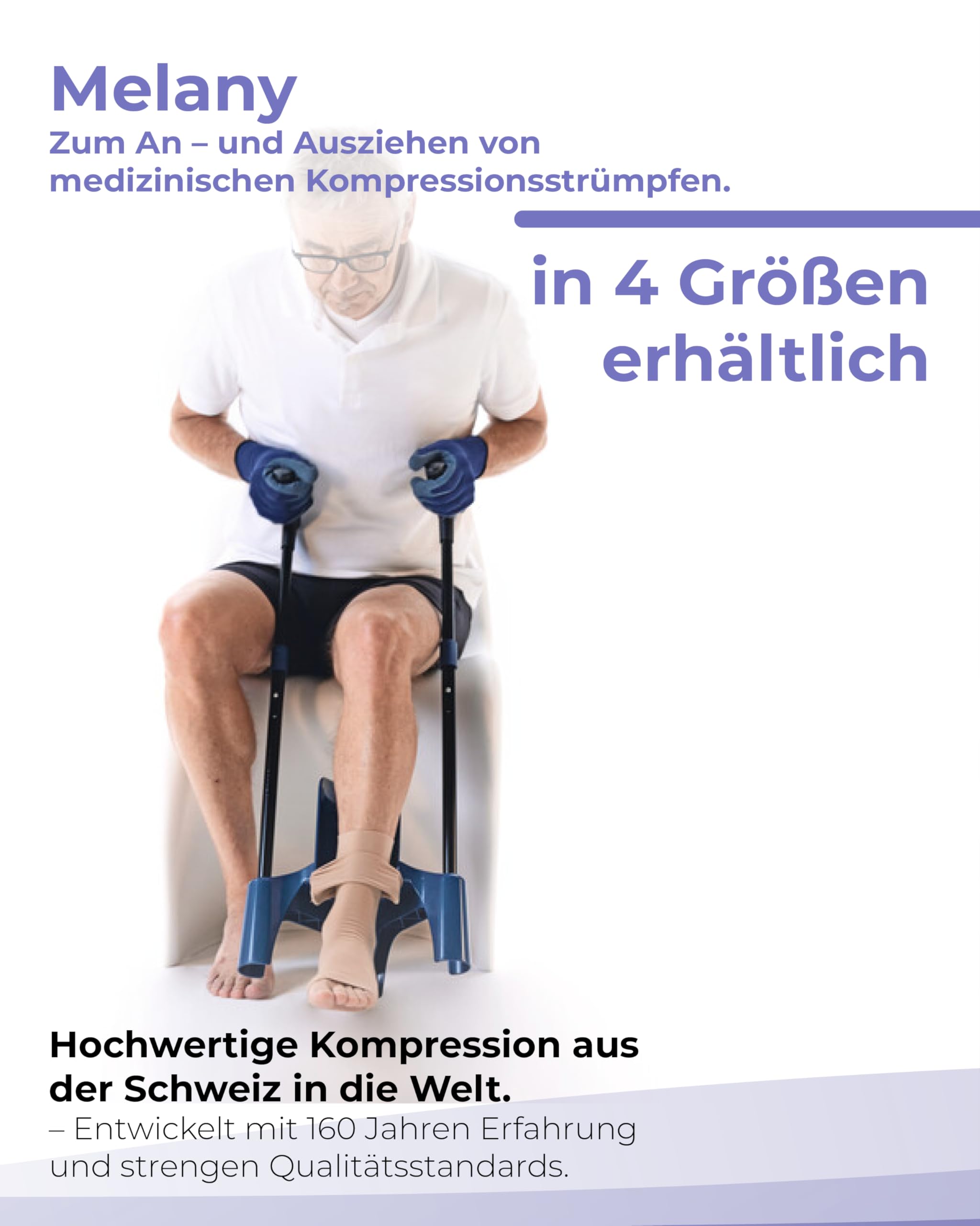 SIGVARIS MELANY Anziehhilfe für Kompressionsstrümpfe – An- und Ausziehhilfe bei eingeschränkter Beweglichkeit – geeignet für Wadenstrumpf & Schenkelstrumpf, offene & geschlossene Fußspitze