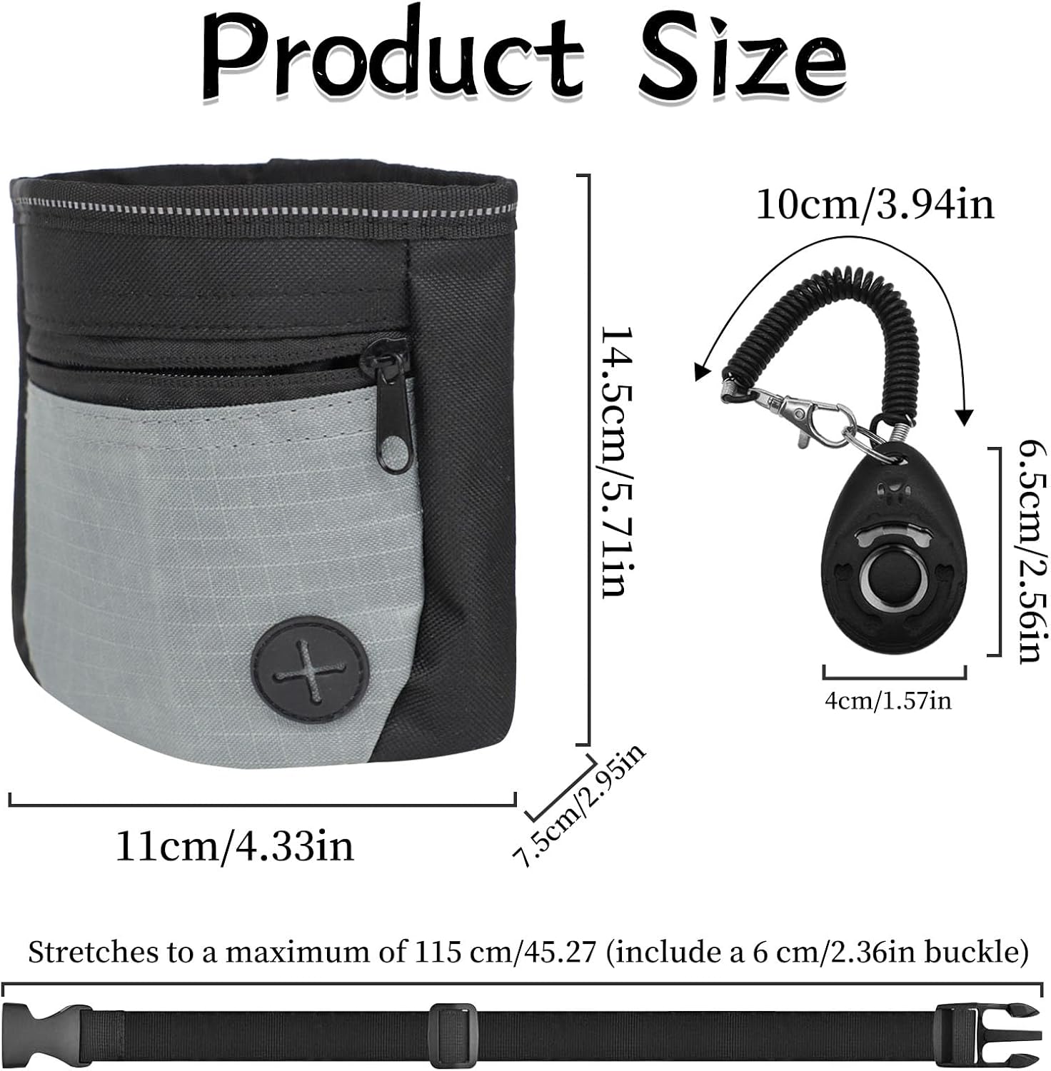 EOAMGO Dog Treat Pouch and Training Clicker, Dog Walking Bag with Two Magnetic Closure to Prevent Spills, Dog Treat Bag Treat Pouch for Dog Training with Poop Bag Holder and Adjustable Belt 7 718G0+5 yZL. AC SL1500