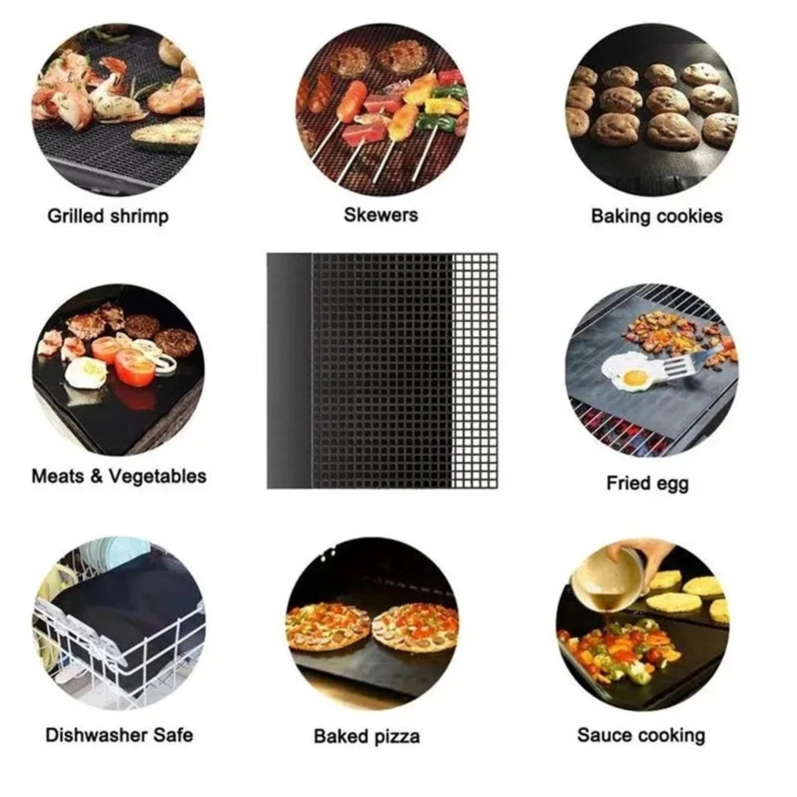Ofenmatte 6 Stück/8 Stück/10 Stück Grillmatten, antihaftbeschichtet, for den Außenbereich, Backmatten, wiederverwendbar, for Kochöfen, Party-Grillmatten, Küchenwerkzeugmatten, hitzebeständige Grillmat