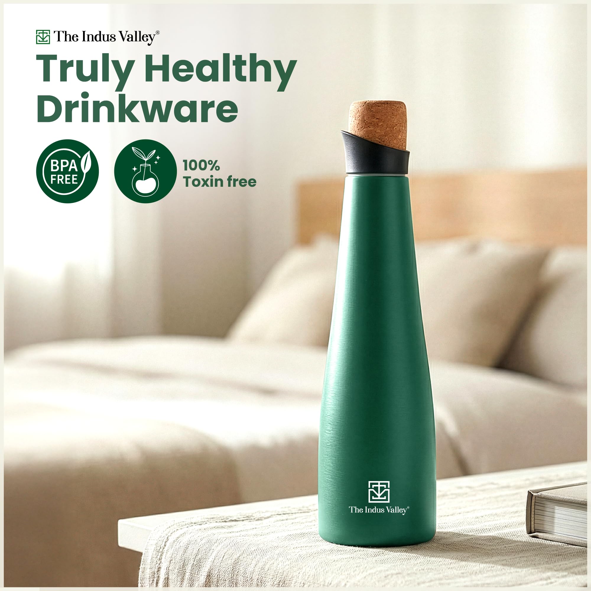 The Indus Valley Double Wall Stainless Steel Vacuum Insulated Narrow Water Bottle | 500 ml | Leak-Proof Lid, Rust-Proof | for School, Office & Gym — Amazon image 3