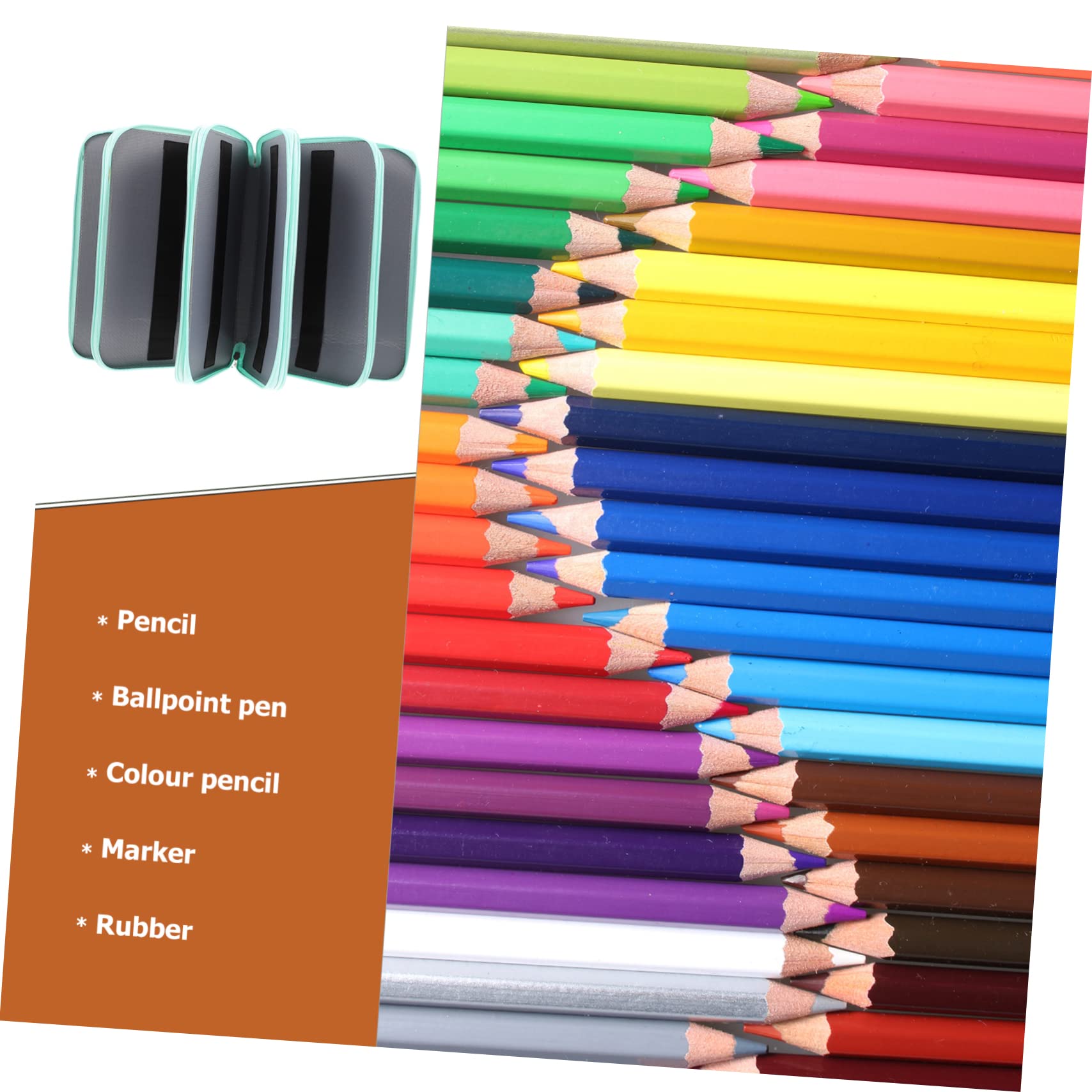 NUOBESTY Astuccio Portapenne Multistrato 360 Fori Grande Verde | Tessuto Oxford, Chiusura a Zip, Anelli Elastici, Ufficio e Scuola, Formato Portatile