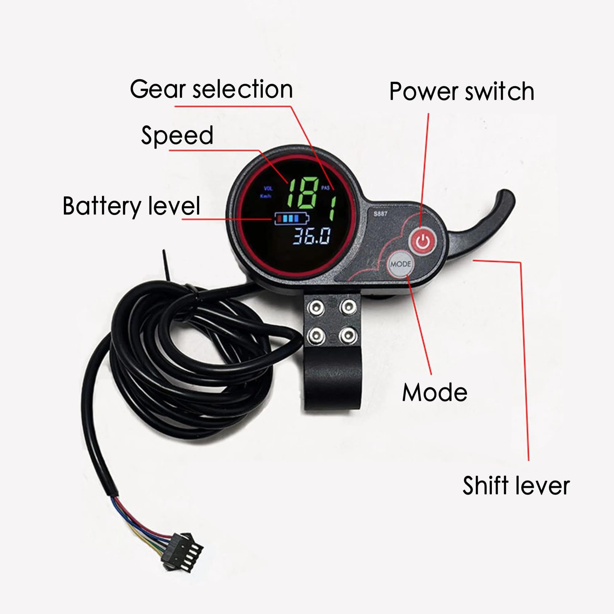 Rower elektryczny LCD z obrotową przepustnicą USB, 24 V/36 V/48 V, kolorowy wyświetlacz S887 5-pinowy do TF-100 do hulajnogi elektrycznej Kugoo M4 Protokół UART nr 2