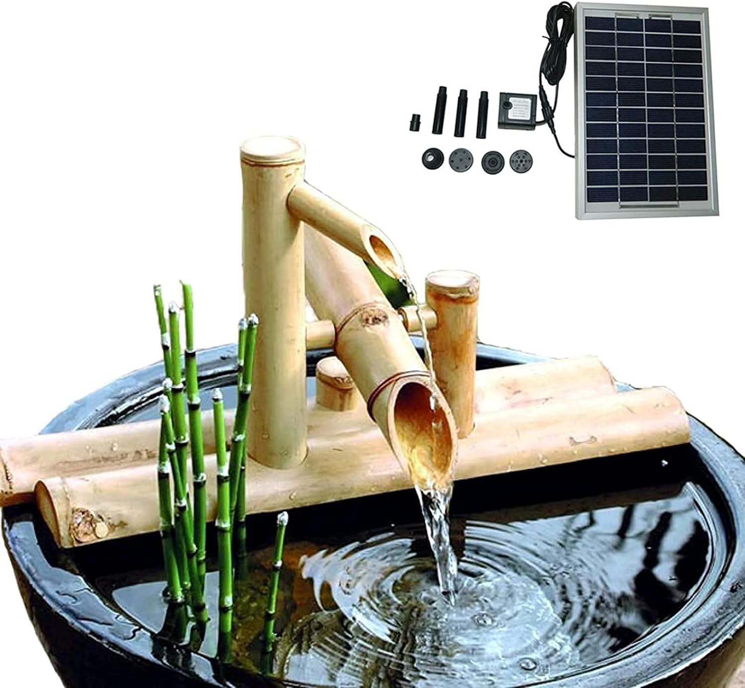 Water Features for The Garden, Solar Fountain, Bamboo Fountain Decor