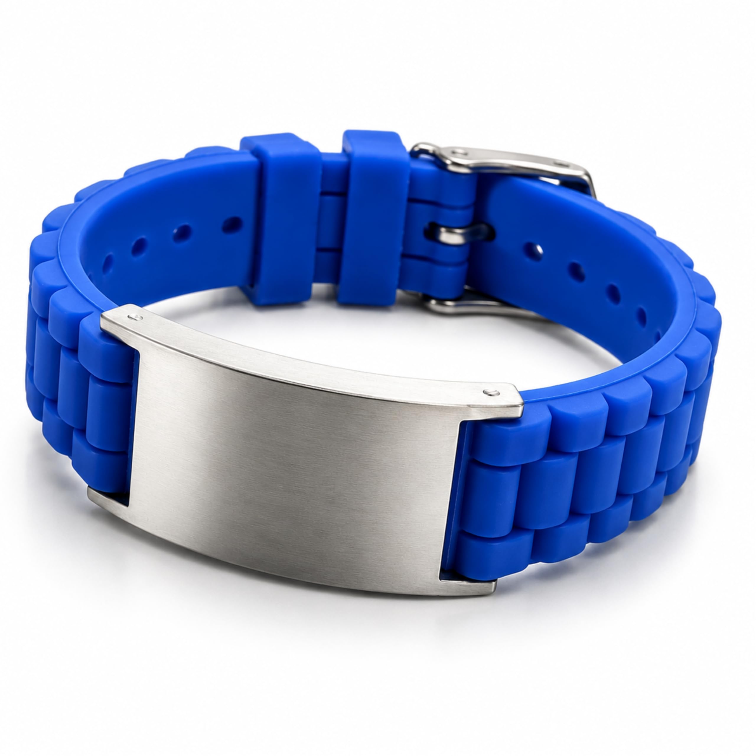 Medical Alert Bracelet for Men & Women | Custom Engraved ID, Silicone Band | Waterproof Emergency Bracelet with Stainless Steel Plate-image-38