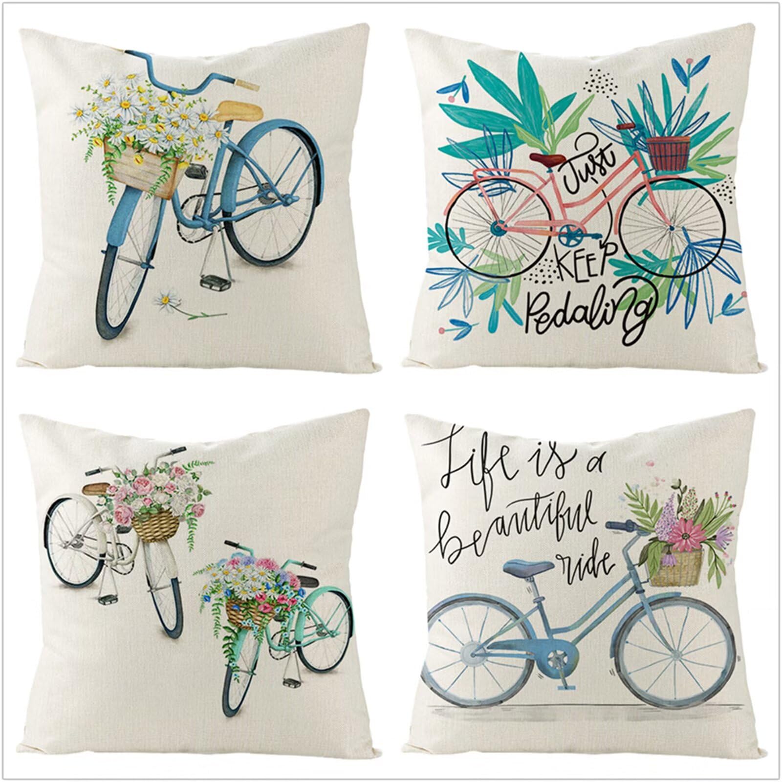 Fundas Cojines 65x65cm,Funda Cojin Modernas Juego de 4 Funda de Almohada Elegantes Decorativa para Sofá Coche Cama Sillas Planta de Bicicleta Blanca
