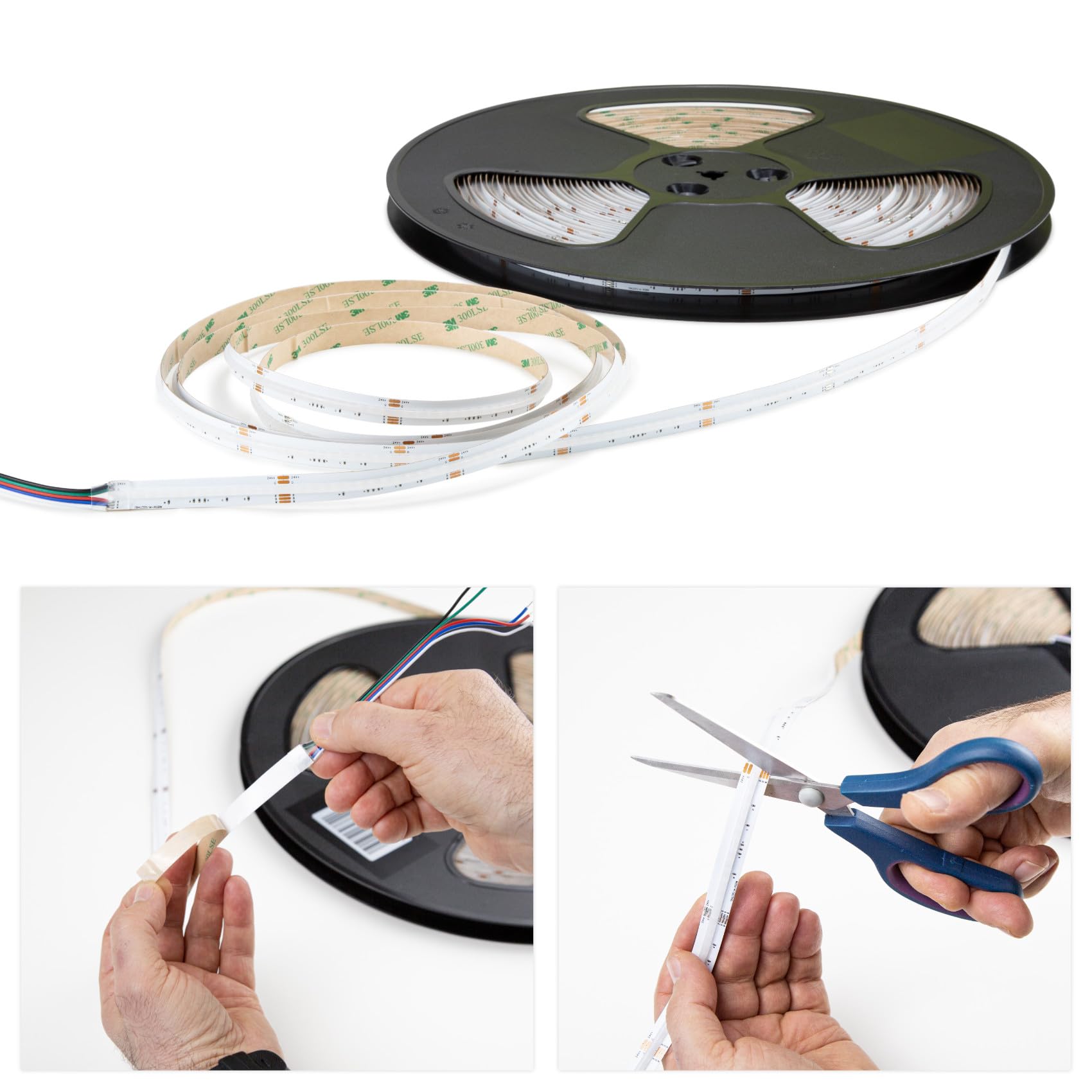 HEXIM Striscia LED COB da 1 a 15 metri, a scelta: bianco/CCT/RGB, dimmerabile 24 V, IP20, 3000 – 6000 K, banda 8 mm di larghezza, retroilluminazione per camera da gioco (6,5 metri RGBW)
