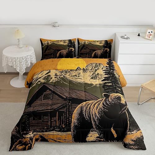 Feelyou Bear Kids Comforter Set Full Size Rustic Bedding Set Cabin Country