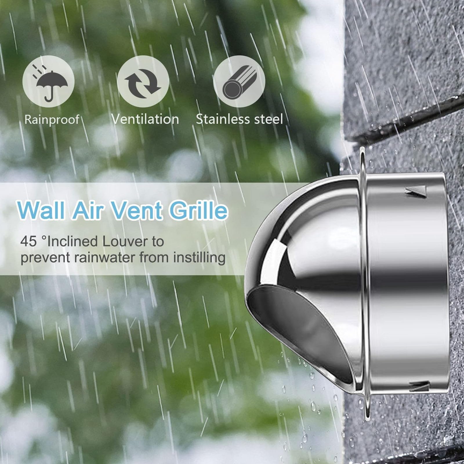 Registres, Grilles Et Bouches D'AéRation, Grille AéRation Ronde, Grille Aeration Reglable, Pour éChappement Mural Externe Pour Caravane Cuisine Salle De Bain 100mm(304 Stainless steel,200mm(7.9in))