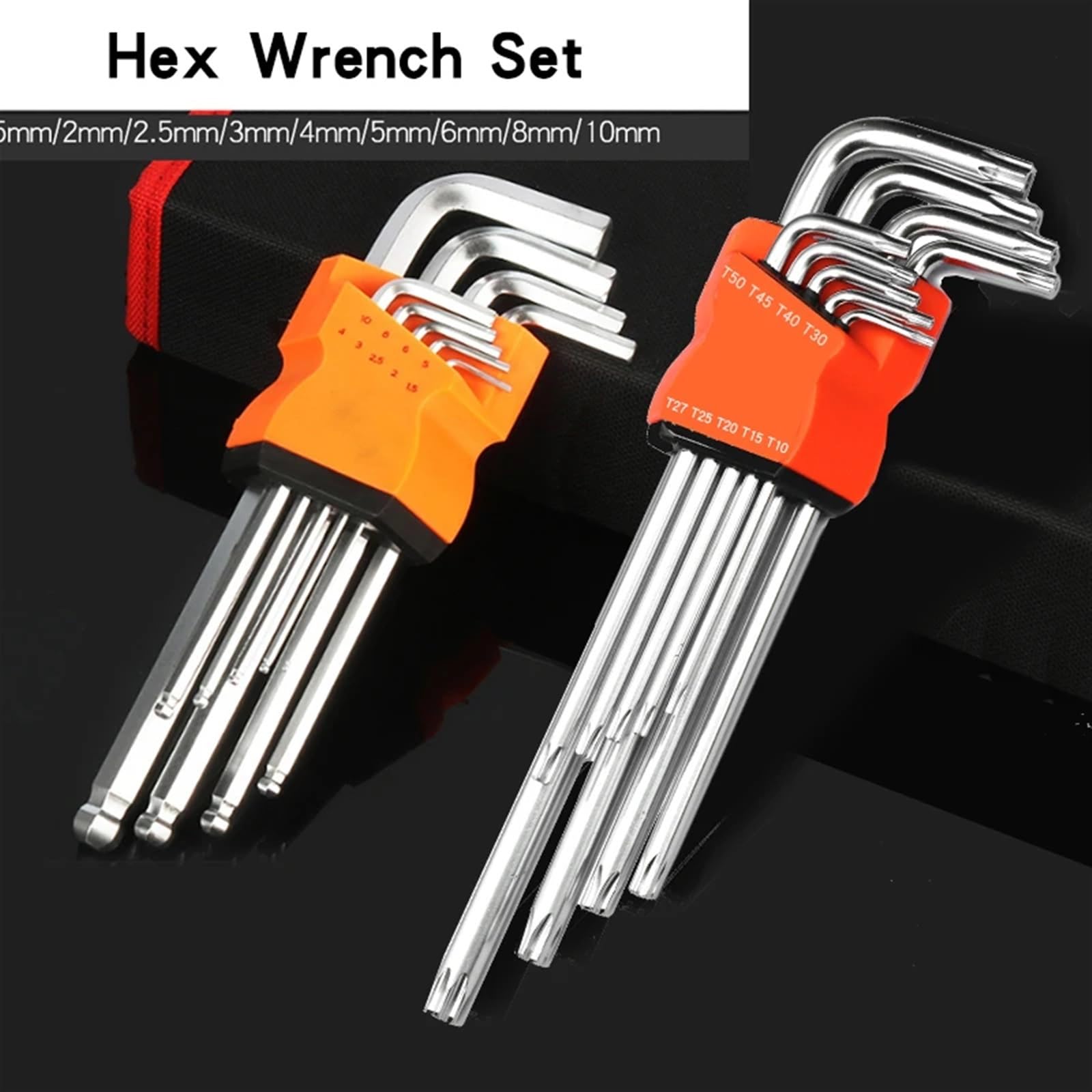 Juego de llaves Allen tipo L de doble extremo – Juego de llaves hexagonales para reparación – Herramientas manuales con llave Allen hexagonal de bola plana Torx Star Head – Juego de llaves de