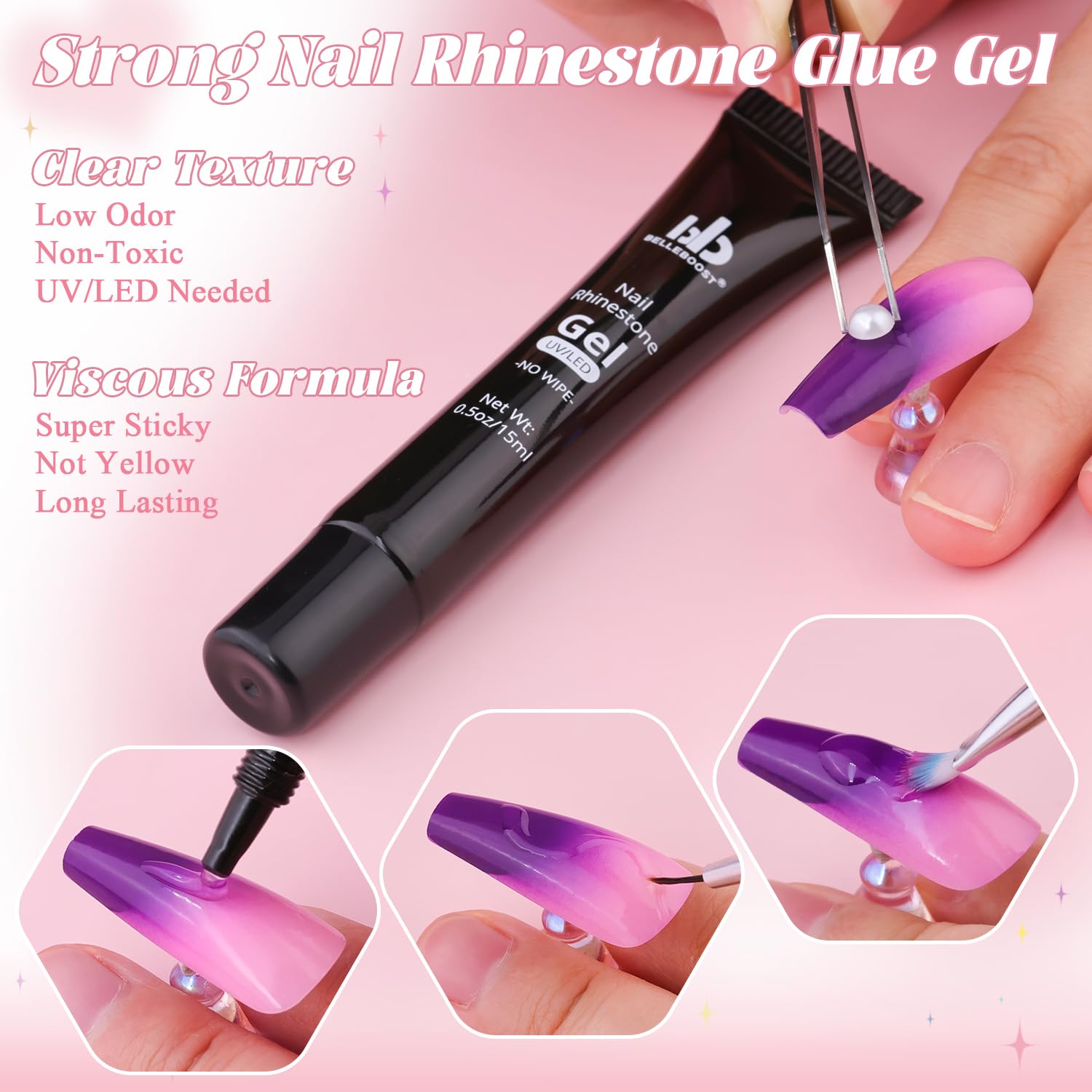Perlas de uñas con parte trasera plana, gemas y pegamento, pequeñas cuentas de uñas redondas plateadas y doradas y perlas blancas beige para uñas con herramientas de recogida, dijes de perlas para