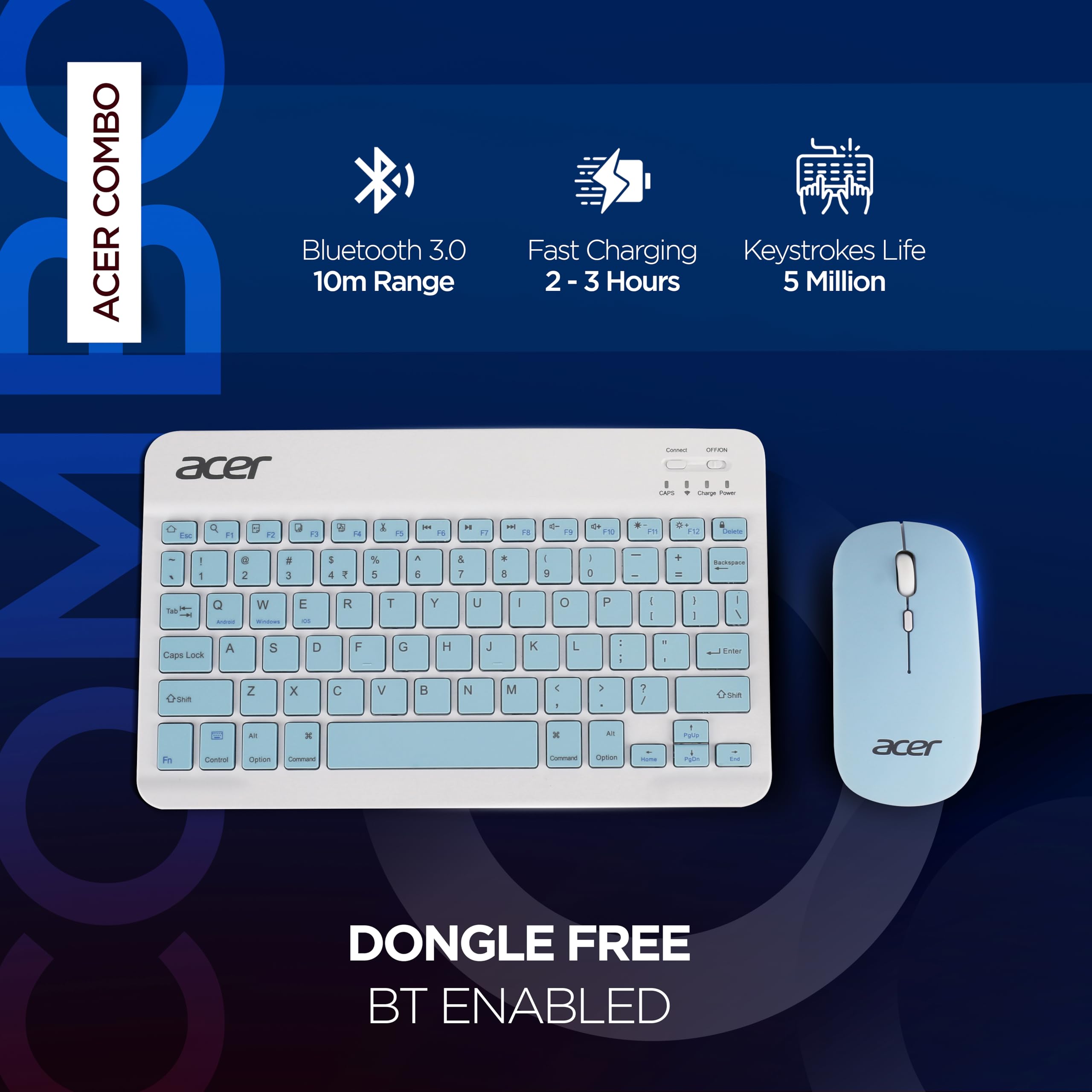 Acer Bluetooth Keyboard & Mouse Combo - Ultra Thin Design -2