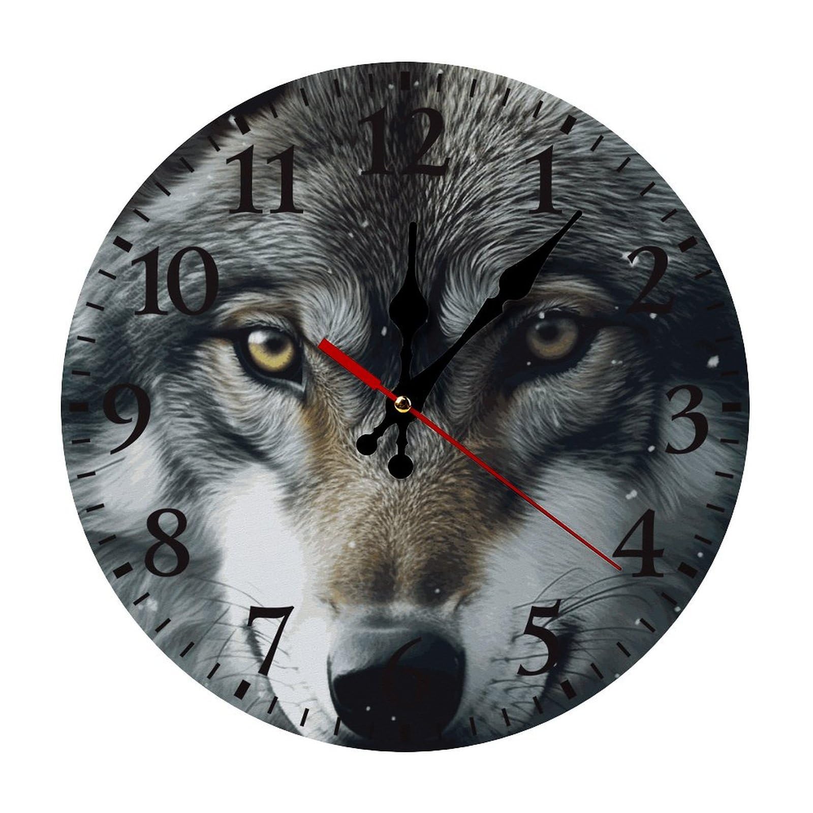 NTVOWPZO 10 Inch Wall Clock Forest Wolf Eyes Battery Operated Wall Clocks Silent Non-Ticking Round Wall Clock for Living Room Kitchen Home Office Wall Decorative Clock