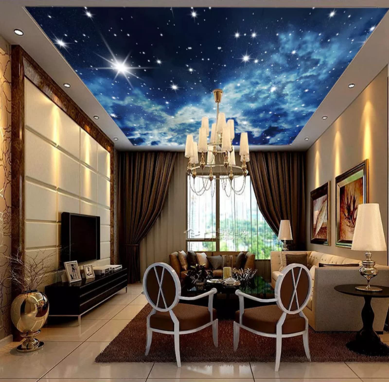 Aangepaste 3D Behang voor Plafond Mooie Gouden Butterfl 3D Muurschildering Behang Plafond Woonkamer Keuken Slaapkamer Fotobehang 200Cm (W) × 140Cm (H