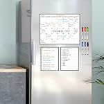 Magnetic Dry Erase Monthly Calendar Whiteboard Set for Fridge -One Monthly Planner and Two Bonus Dry Erase Grocery Board & Weekly Menu Board- Meal Planner Whiteboard/to-Do List -6 Markers Included!
