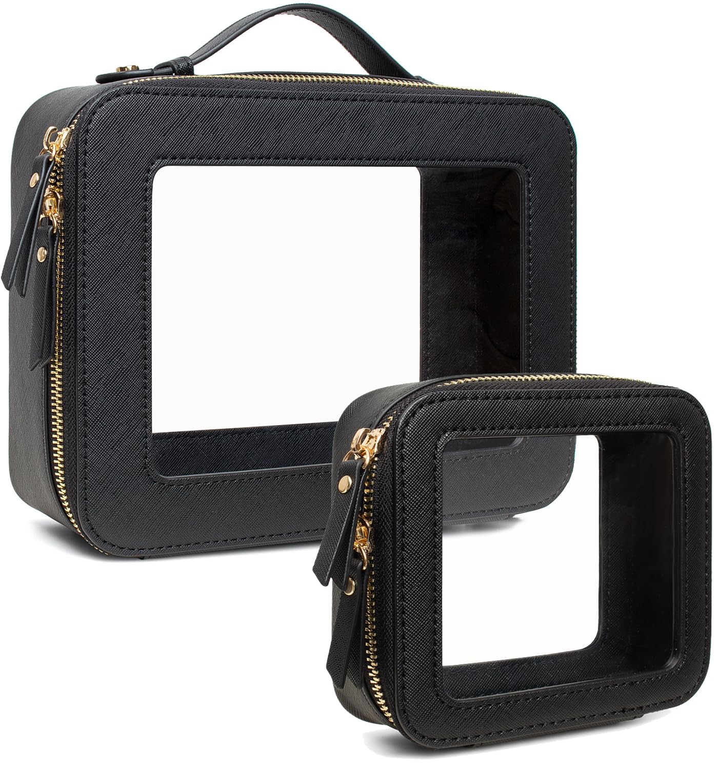 LETGO Beauty case trasparente, approvato TSA, borsa da toilette con cerniera, mini astuccio trasparente per il trucco, piccolo organizer adatto per viaggi, auto, oggetti essenziali, borse trasparenti