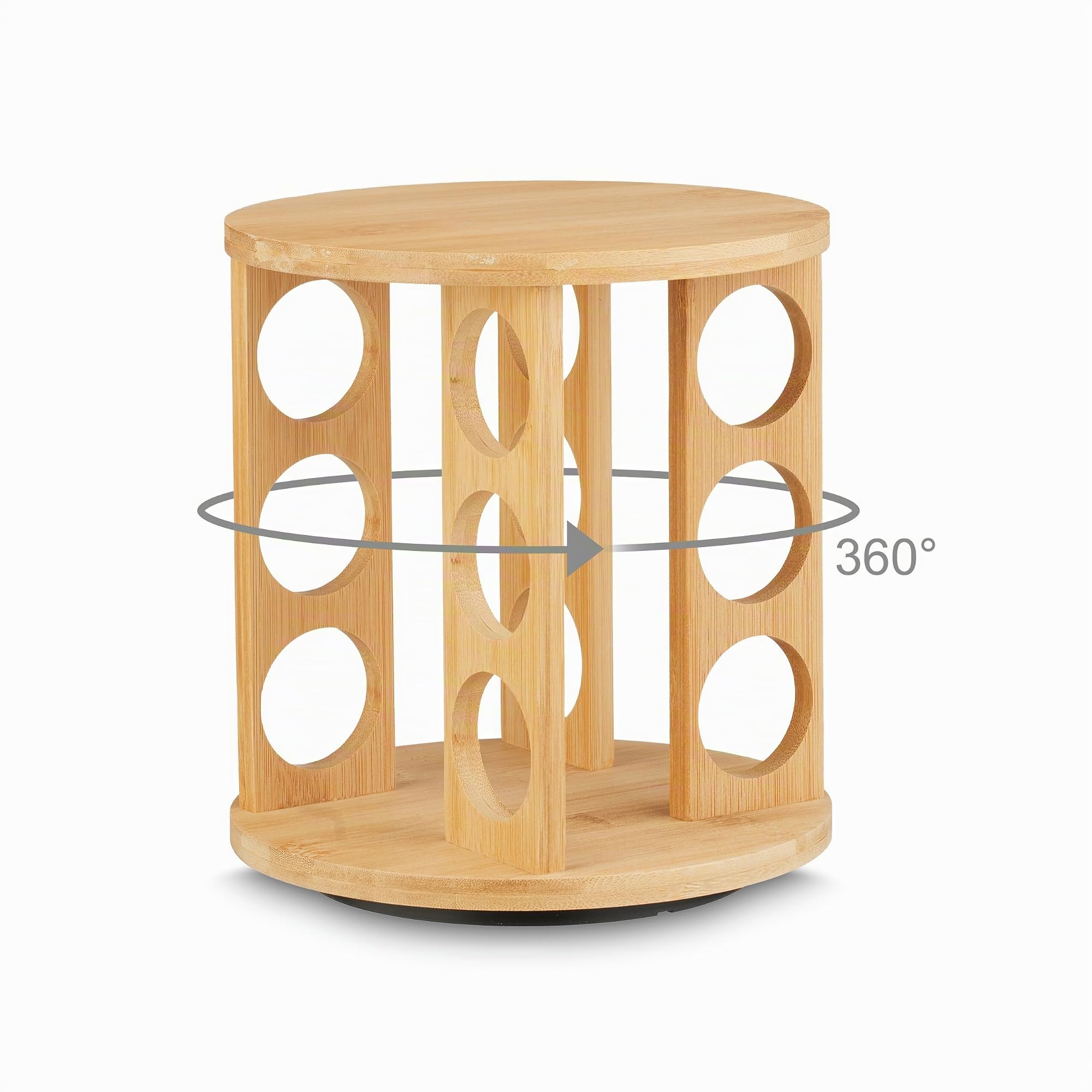 Relaydays Tourniquet à épices, en Bambou, 12 Pots, Support Rotatif à 360°, H x D : 21 x 21 cm, Nature