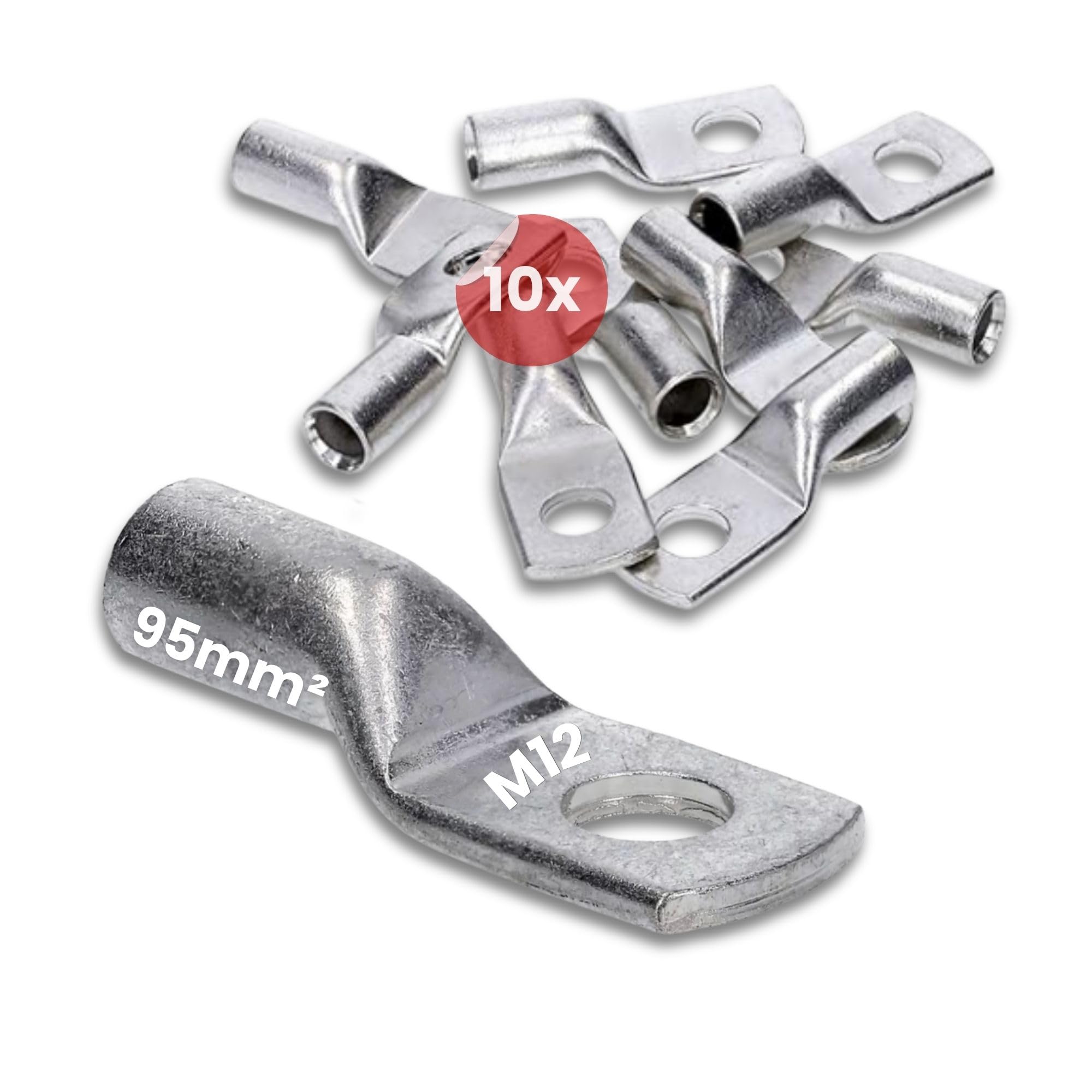 Kalitec 10x Rohrkabelschuhe 95mm² M12 - Kupfer Kabelquetschverbinder
