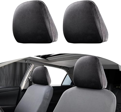 Miniatura 7 de Yumfugu Paquete de 2 fundas protectoras para reposacabezas de asiento de automóvil, fundas protectoras suaves a prueba de polvo, fundas universales