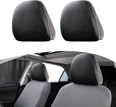 Pack-2 Car Seat Headrest Covers, Universal Anti-Dirty Covers, for Most Cars, Trucks, SUVs Black Thick Model