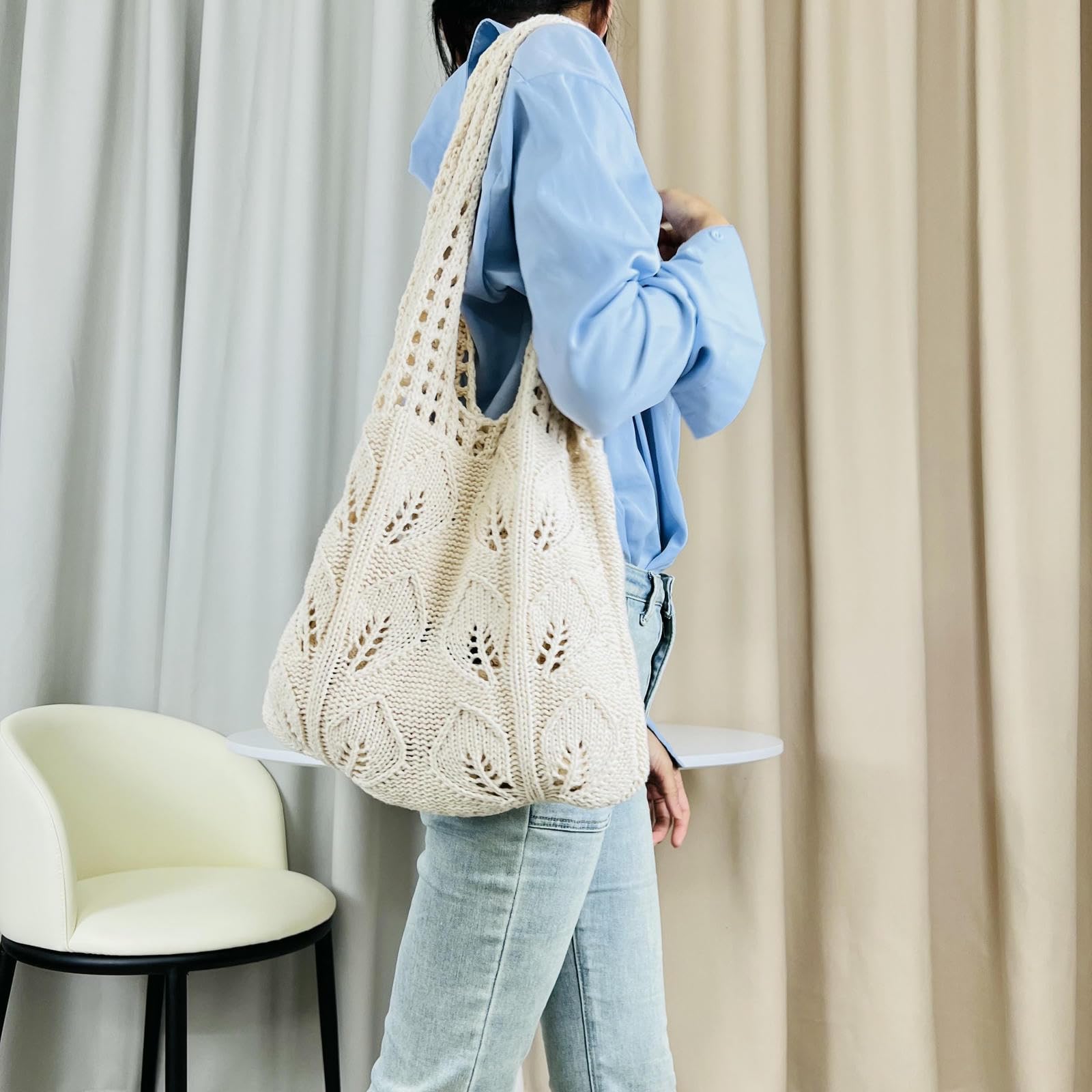 Borsa Mare da Spiaggia Crochet Poliestere Knit Mesh Beach Bag Totes Borse di Grande capacità Pool Shoulder per Le Donne Ragazze Estate-Verde