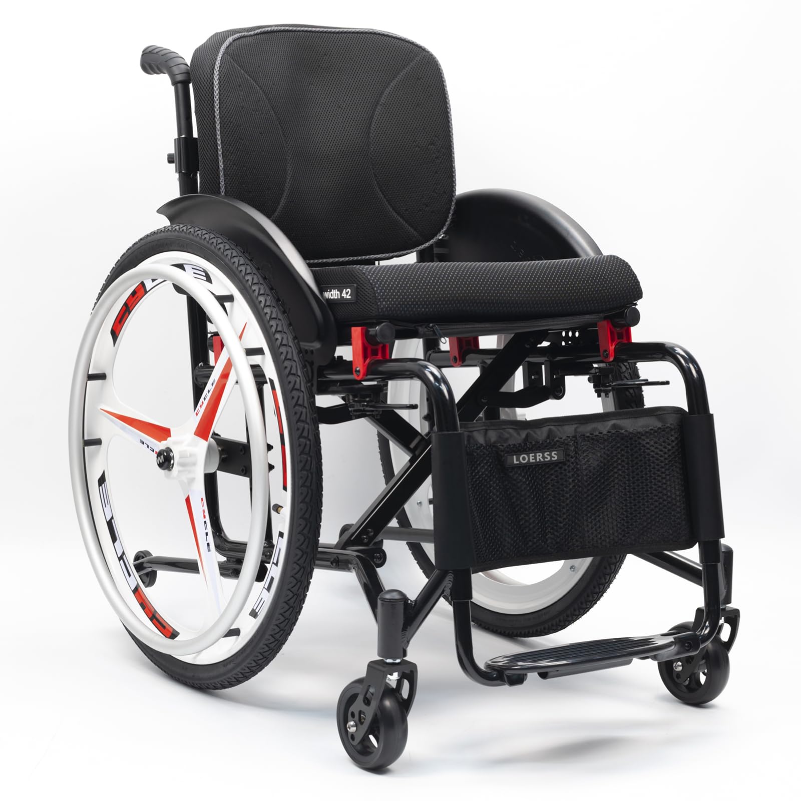 Sedia A Rotelle Sportiva In Alluminio Leggero, Sedia A Rotelle Sportiva Pieghevole, Sedia A Rotelle Sportiva Ultra Leggera, Ruote Mute, Con Freni A Mano E Smontare Rapidamente Le Ruote(42cm/16.5in,Bla
