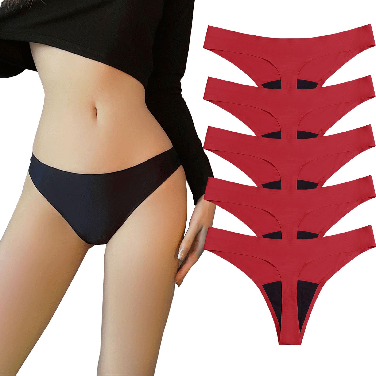 Biancheria Intima Mestruale per Donna, Mutande Mestruali Assorbenti, Perizoma Mestruale, Lavabili Donna Intimo Protettive 5 Pack