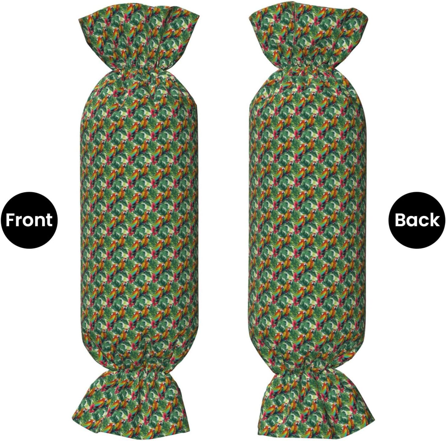 Tropical Flower Leaf Parrot Print Candy Cylindrical Eco-Friendly Pillow Soft Velvet Living Room Bedroom Travel Decor