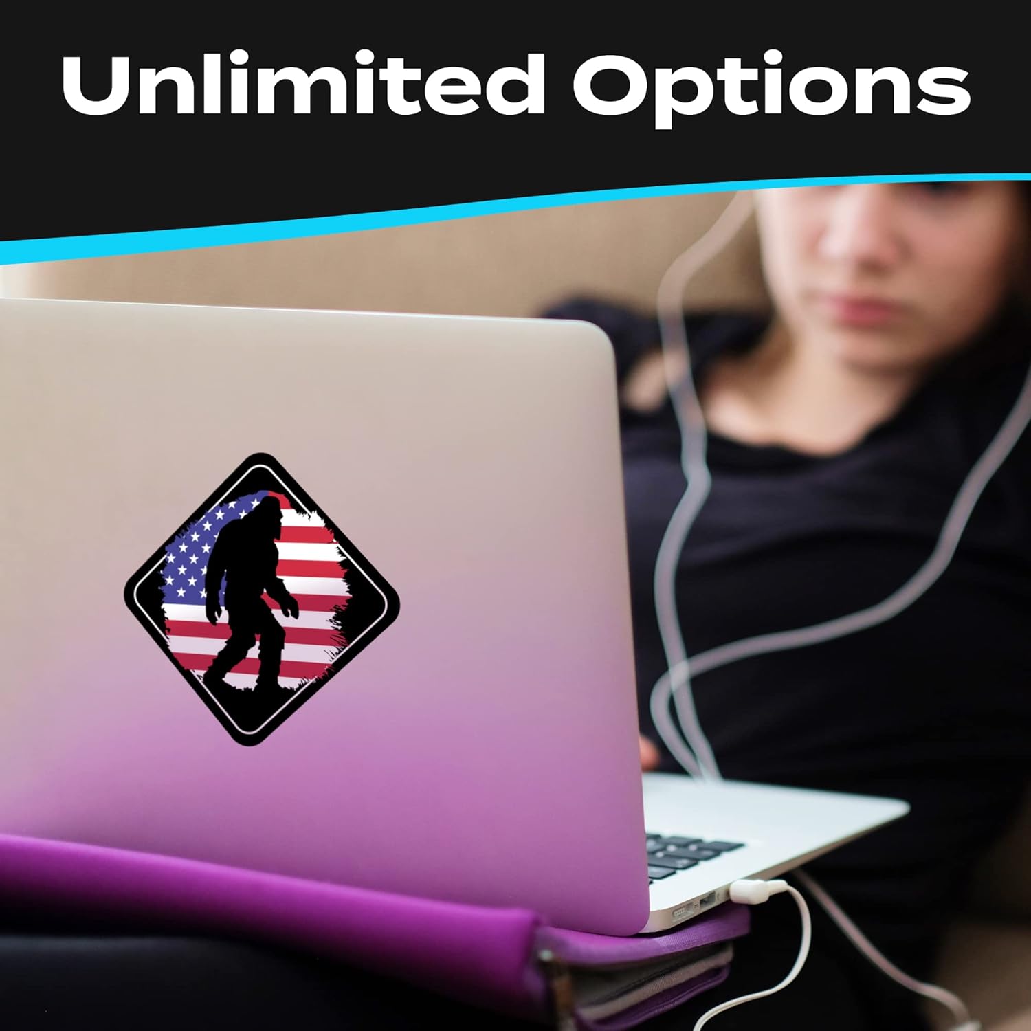 Stickios Bigfoot Decal - Distressed American Flag Sasquatch Vinyl Bumper Sticker for Cars, Trucks & Vehicle Windows - Made in USA - Patriotic Squatch Diamond (6x6 inches) - Image 5