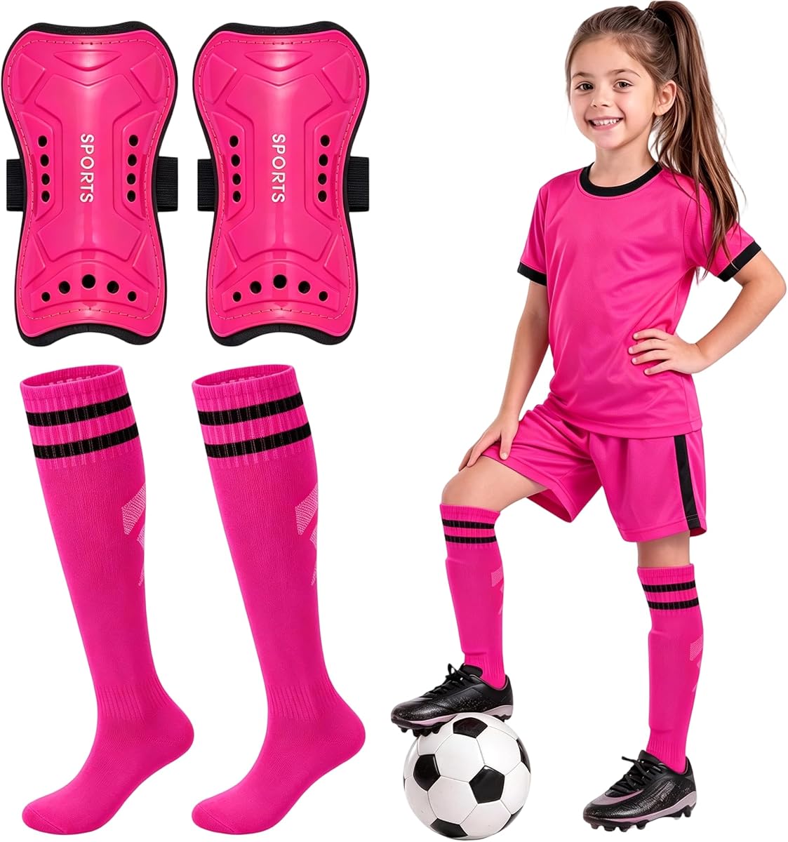 Juego de espinilleras de fútbol para niños con calcetines, espinilleras juveniles para niños y niñas de 3 a 5 años, 5 a 10, 10 a 15 años, equipo protector de fútbol de espuma EVA liviano para entrenamiento de niños y adolescentes