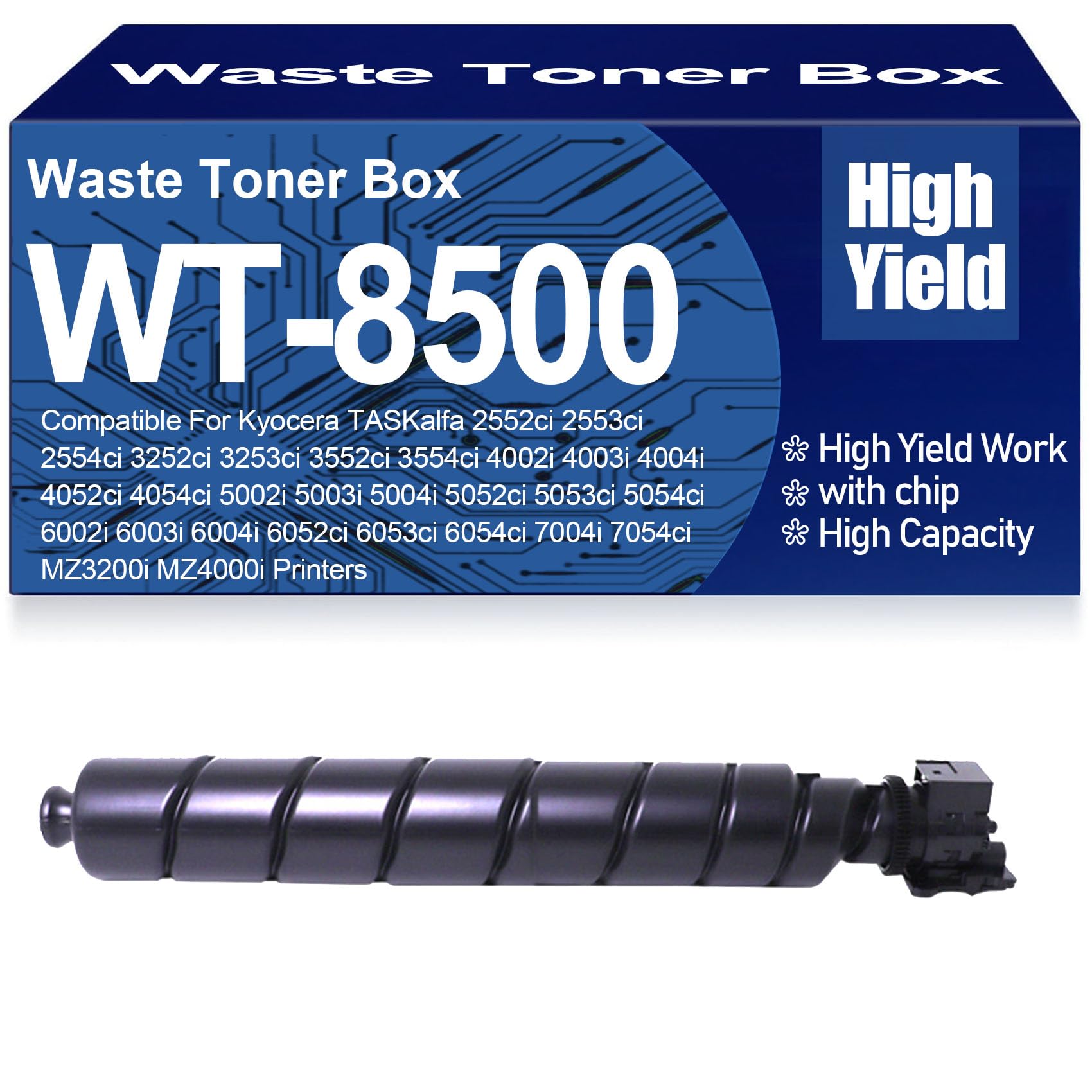 Contenitore per toner di scarto compatibile ad alta capacità WT8500 per Kyocera TASKalfa 4000MF 5000MF 5001MF 6000MF 6001MF 2552ci 2553ci 2554ci 3252ci 3253ci,WT8500 Black-1PC