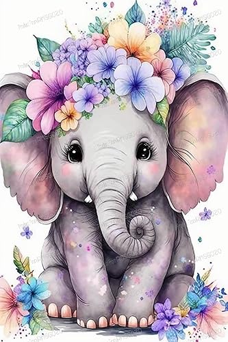 Rompecabezas de 1000 piezas, elefante bebé morado, rompecabezas de madera de flores coloridas para adultos, rompecabezas desafiante, para decoración