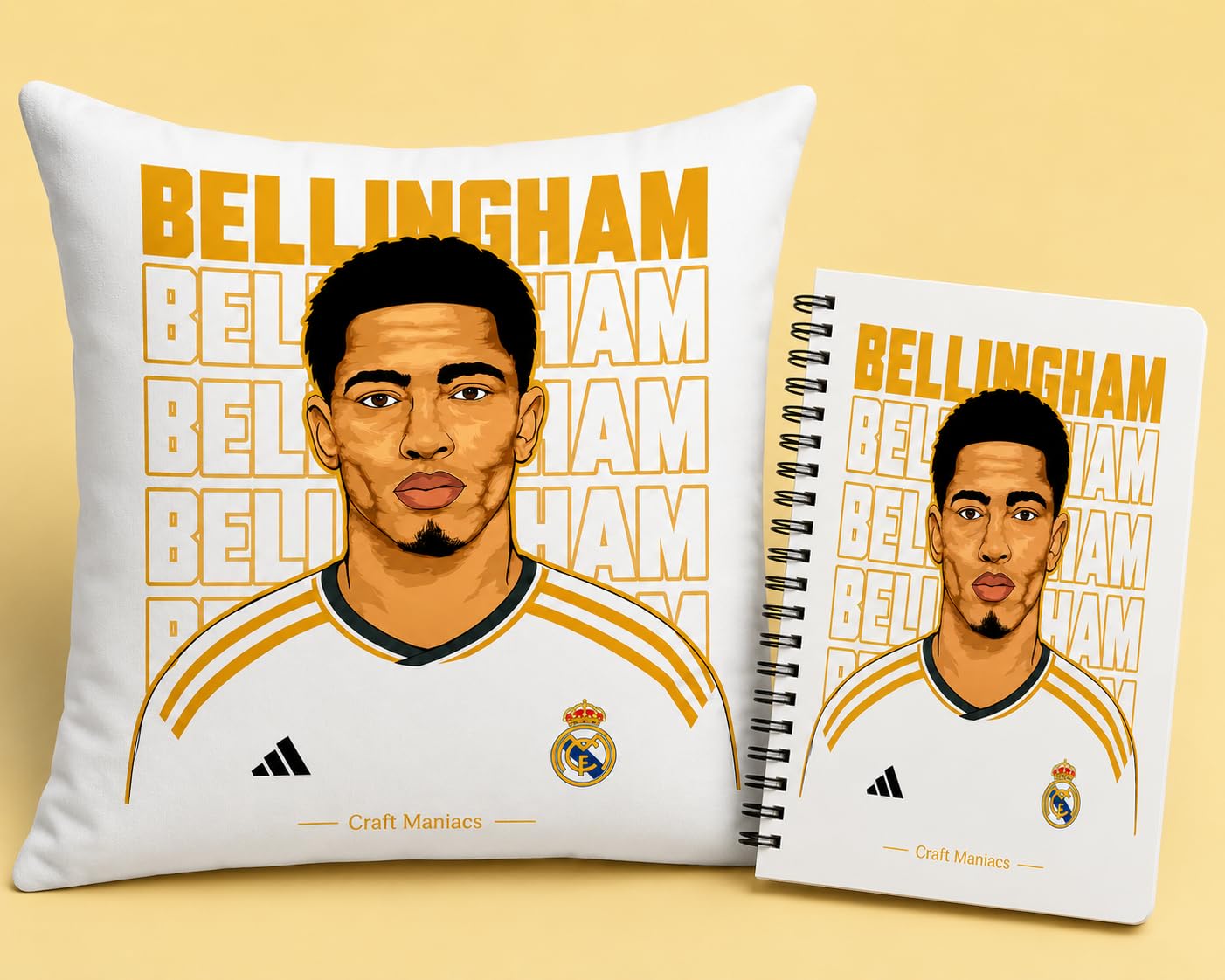 Bellingham Bellingham Pillow & Notebook Combo : A 16 * 16 Inch Pillow with Filler & A5 Sized Notebook with 160 Pages | Best Gift for Football Lovers-image-2