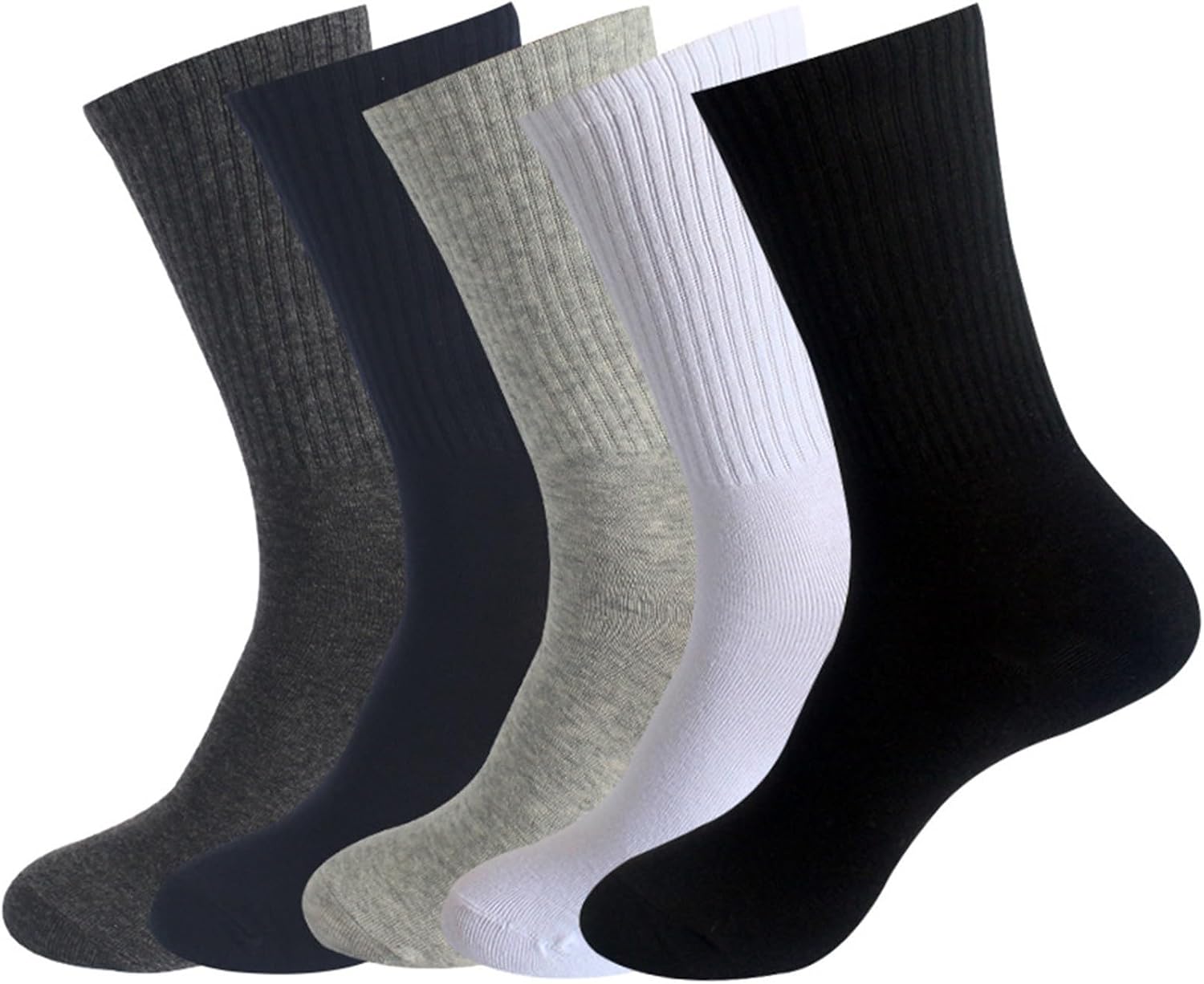 5 Pairs Organic Cotton Crew Socks for Women Men Soft Breathable Full Cushioned Boot Socks for Work Hiking Outdoor
