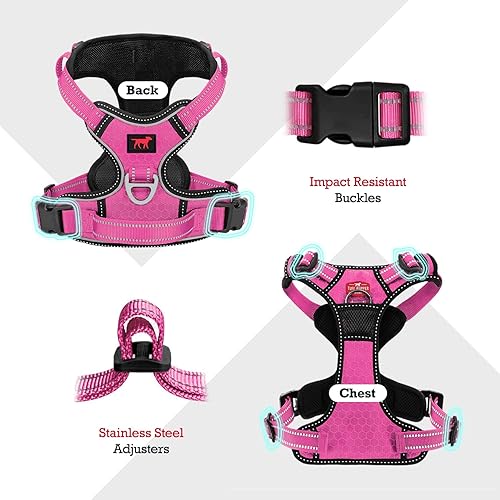 Miniatura 3 de Tuff Pupper Arnés para perro resistente antitirones, clips para correa delantera y trasera fáciles de caminar, mango de seguridad fuerte, chaleco