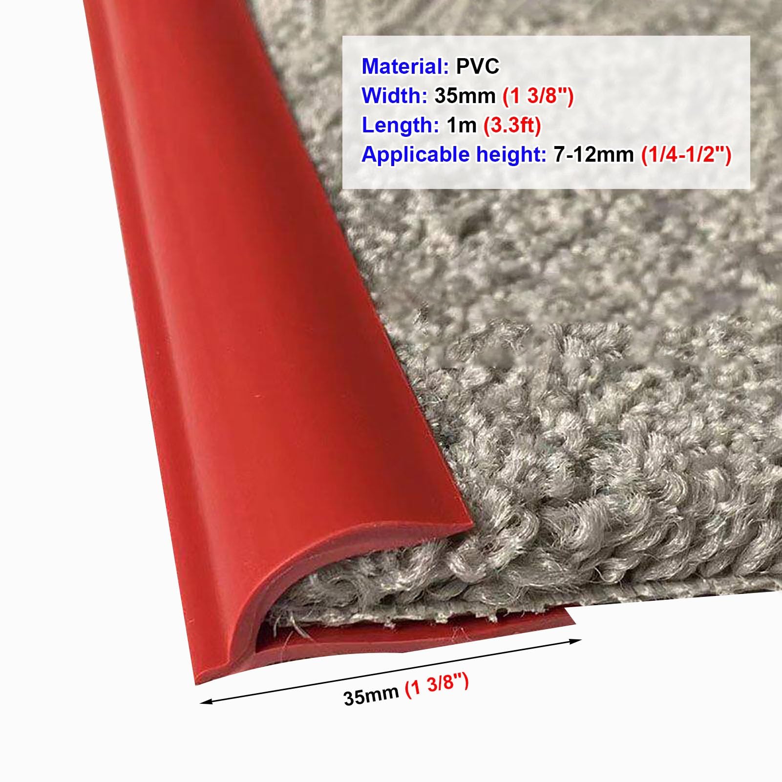 Barre de Seuil Bande de Finition Autocollante en PVC Souple pour Moquette