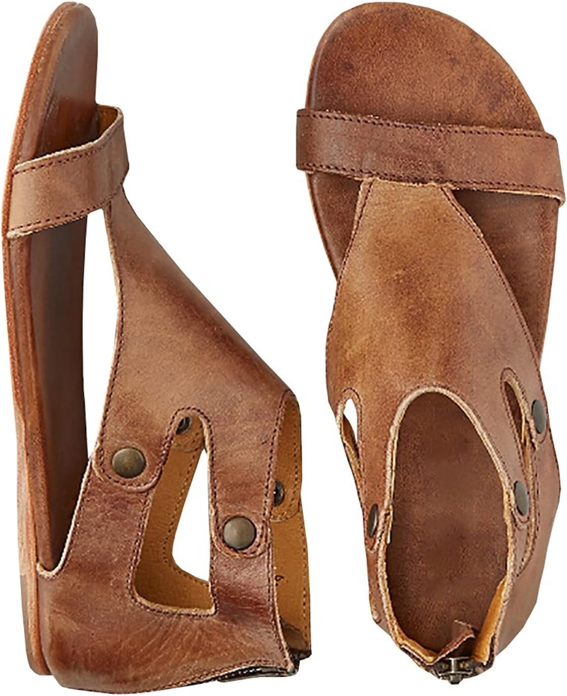 Women's Summer Sandals Open Toe Casual Flat Beach Slipper 02Khaki 9.5