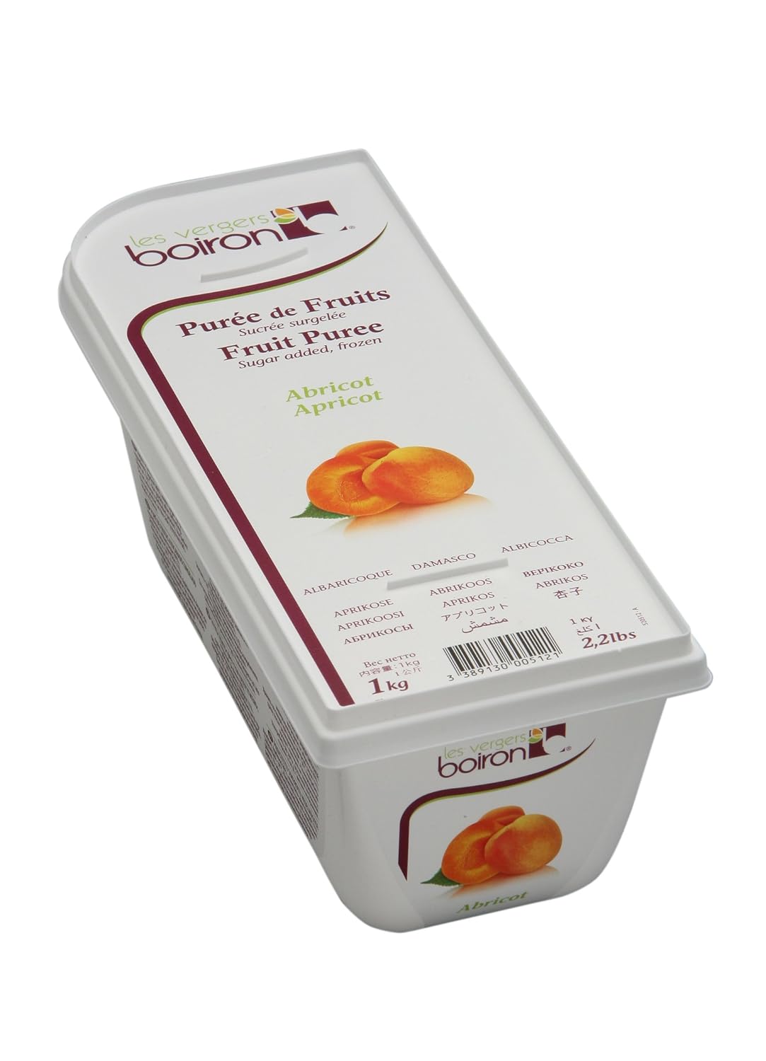 BOIRON Apricot Fruit Puree Frozen - Gourmet Natural Apricot Flavor 2x1 Kilo - Non-GMO, Kosher Certified, Ideal for Professional & Home Chefs