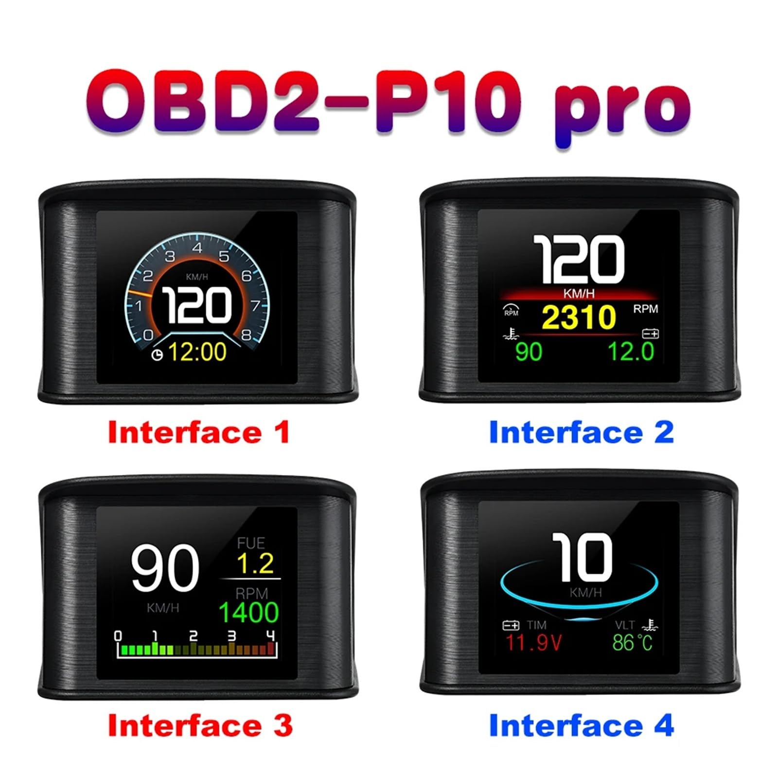 P10 Pro for HUD OBD2 Head Up Display Computadora de a Bordo Velocímetro Digital con Idioma Ruso Accesorios electrónicos for automóviles