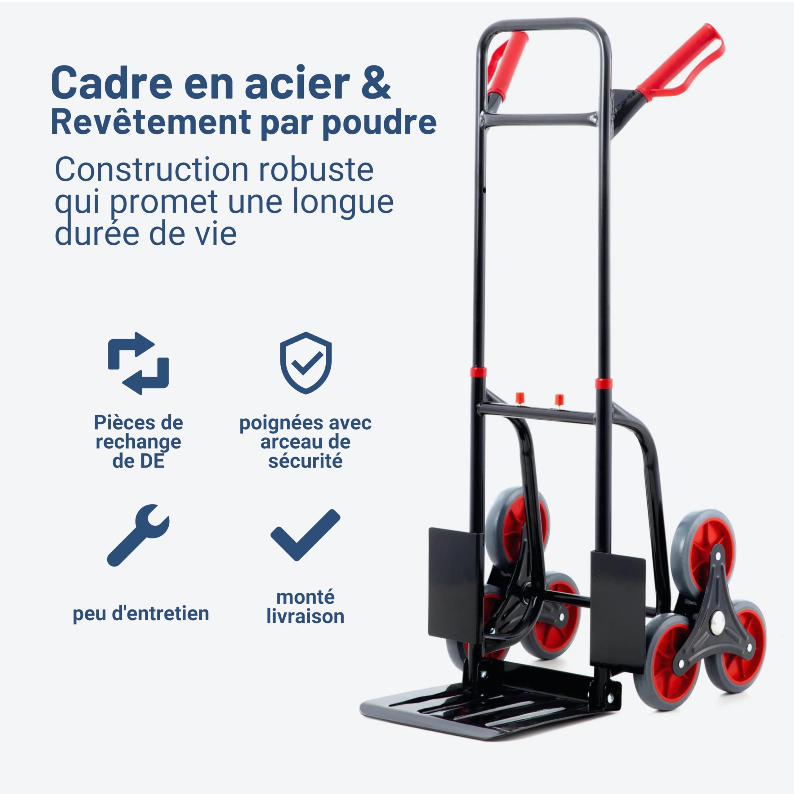 Pallit Diable Monte-Escalier Pliable 3 Roues 120 kg - Chariot Escalier